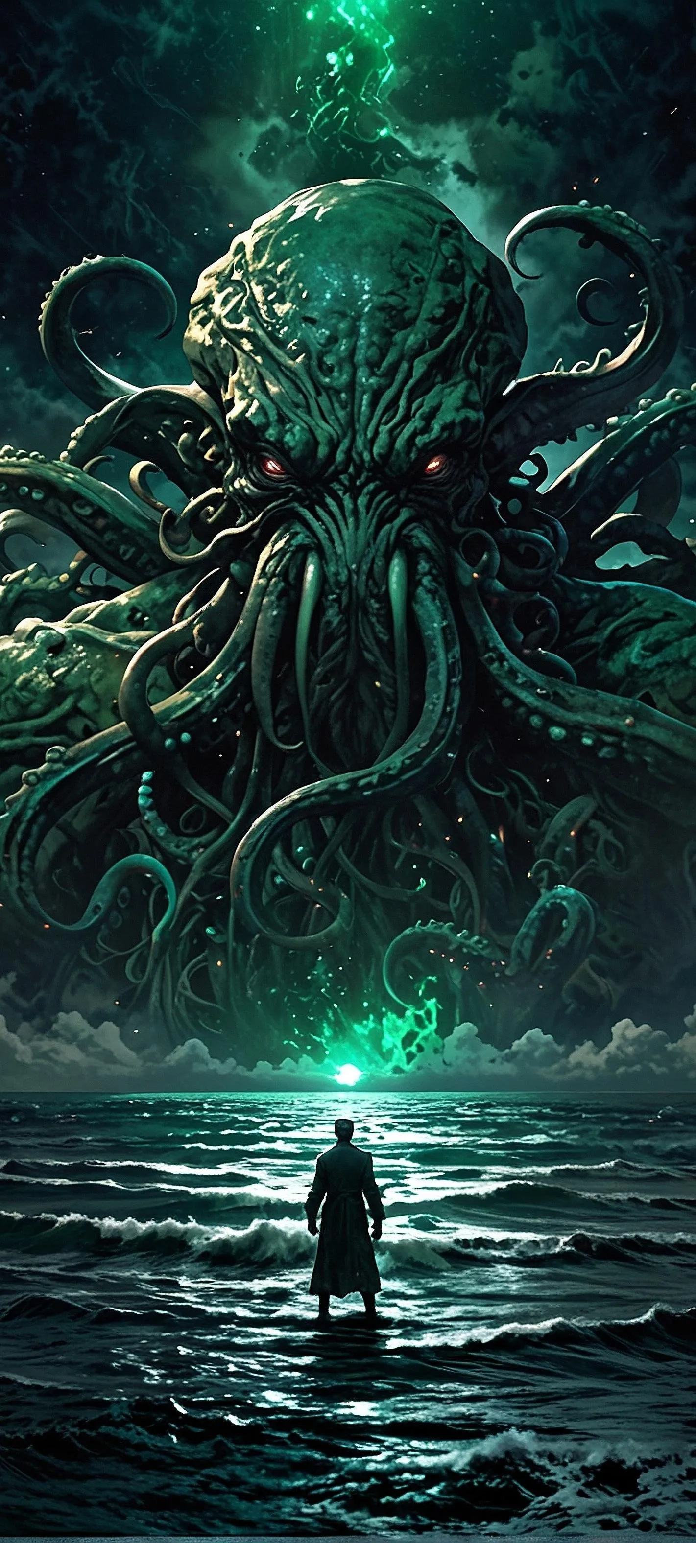 Mysterious Deep Sea Creature with Tentacles and Glow