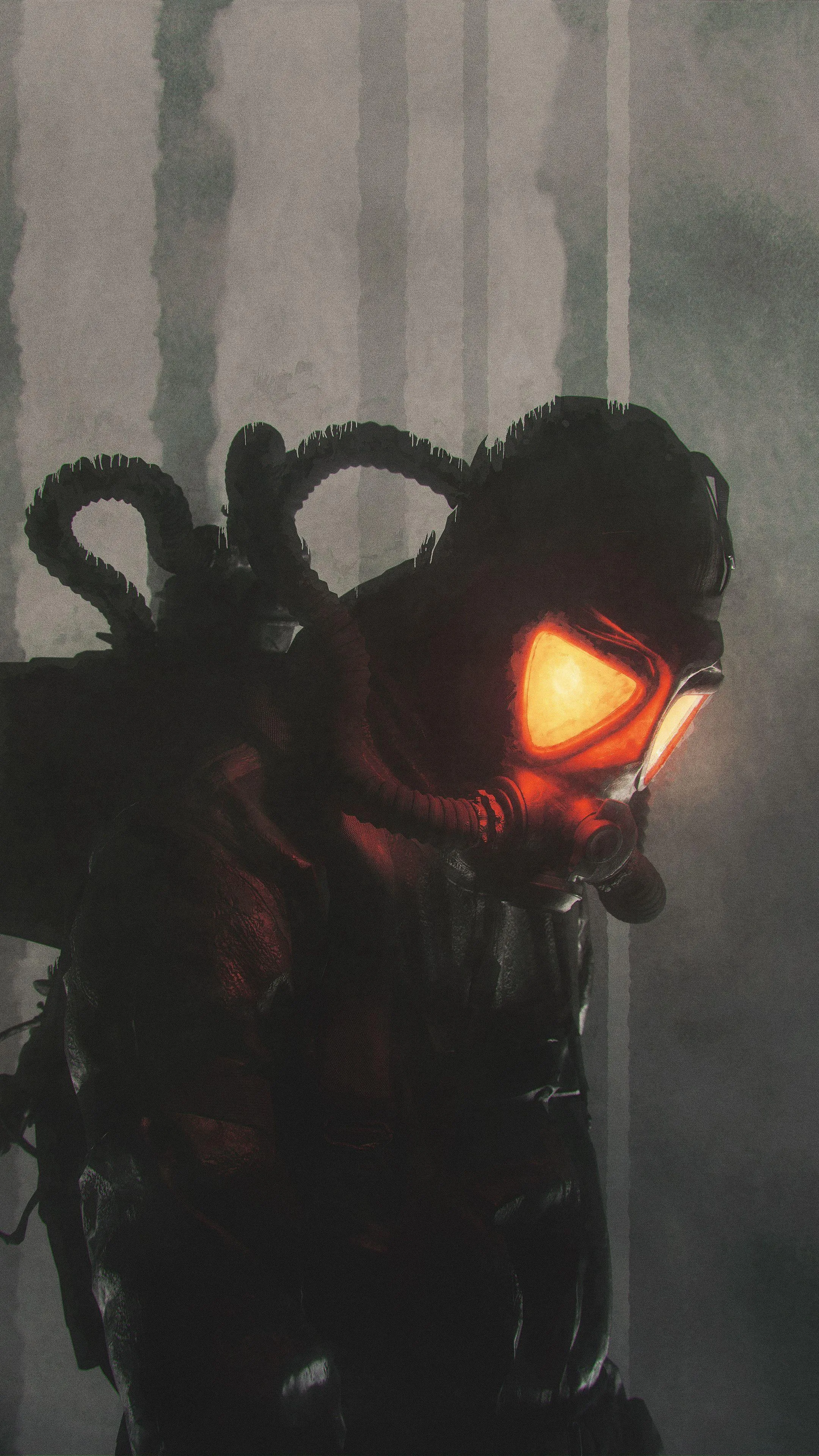 Mysterious Figure in a Cyberpunk Environment Wallpaper