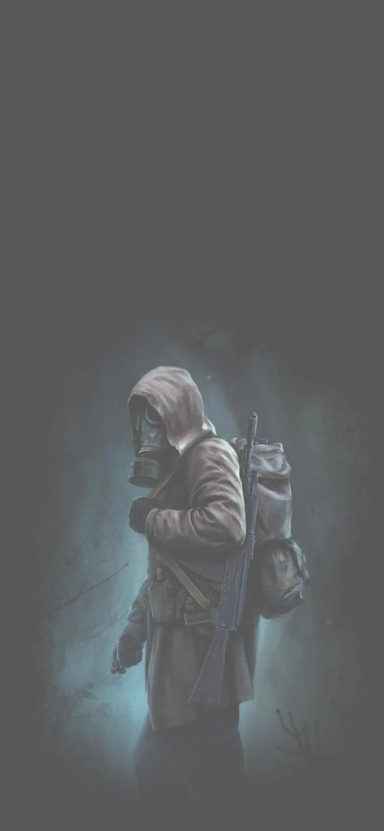 Mysterious Figure in Blue Light and Smoke Effect Wallpaper