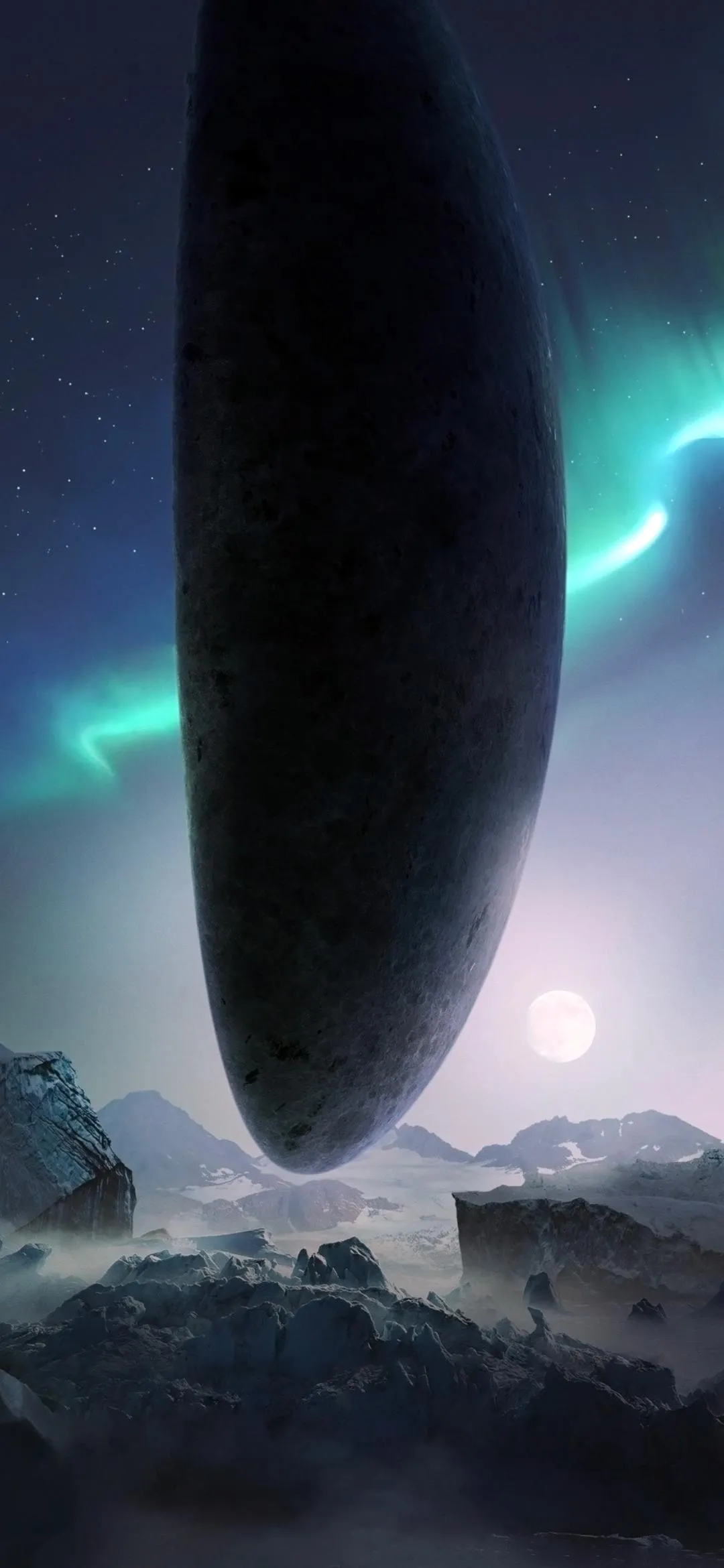 Mysterious Floating Monolith Above a Misty Hills Wallpaper