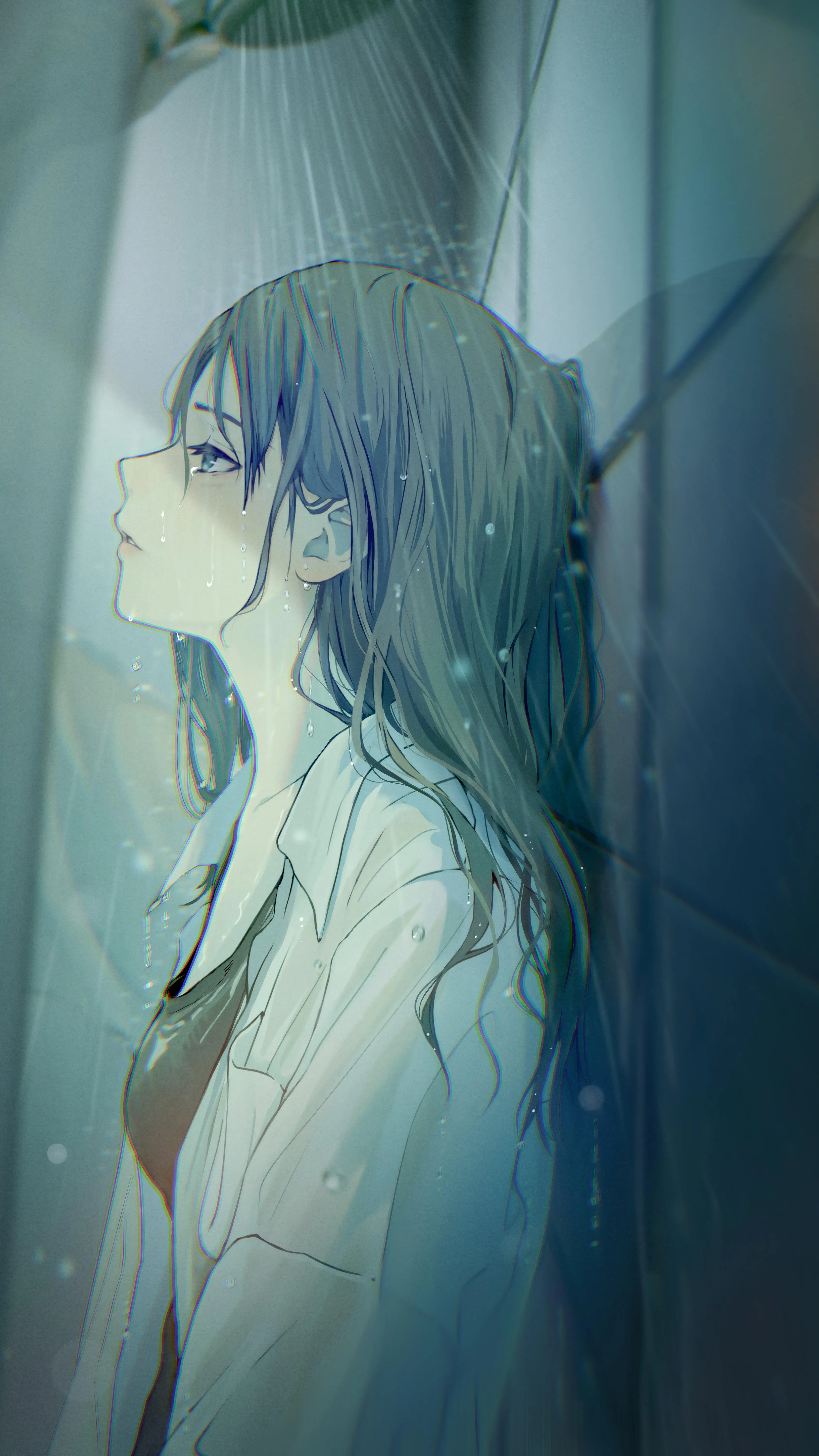 Mysterious Girl in Blue Tones With Soft Dreamy Lighting