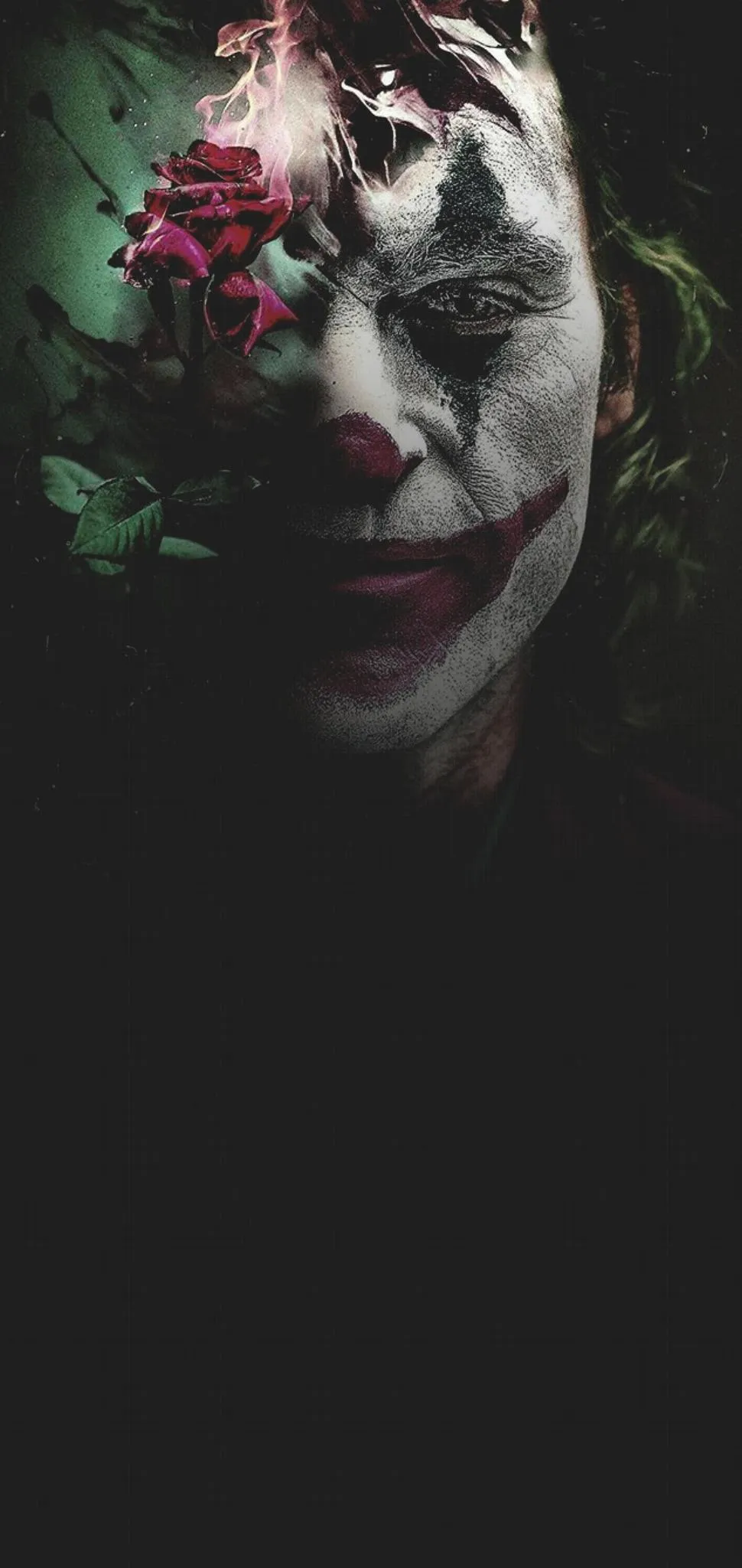 Mysterious Joker Face with Red and Green Flower Light