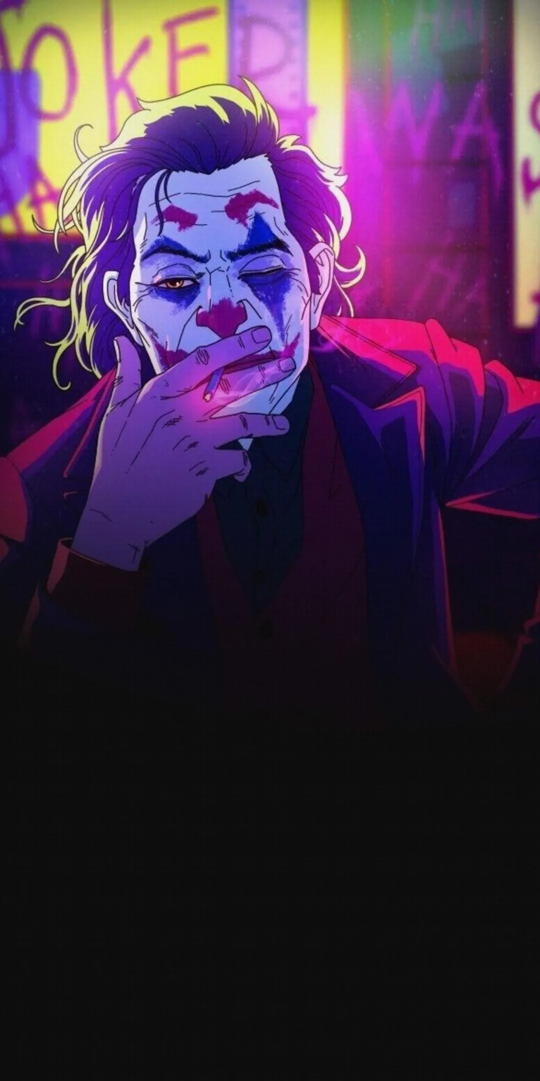 Mysterious Joker Style Portrait in Neon Purple Light Image