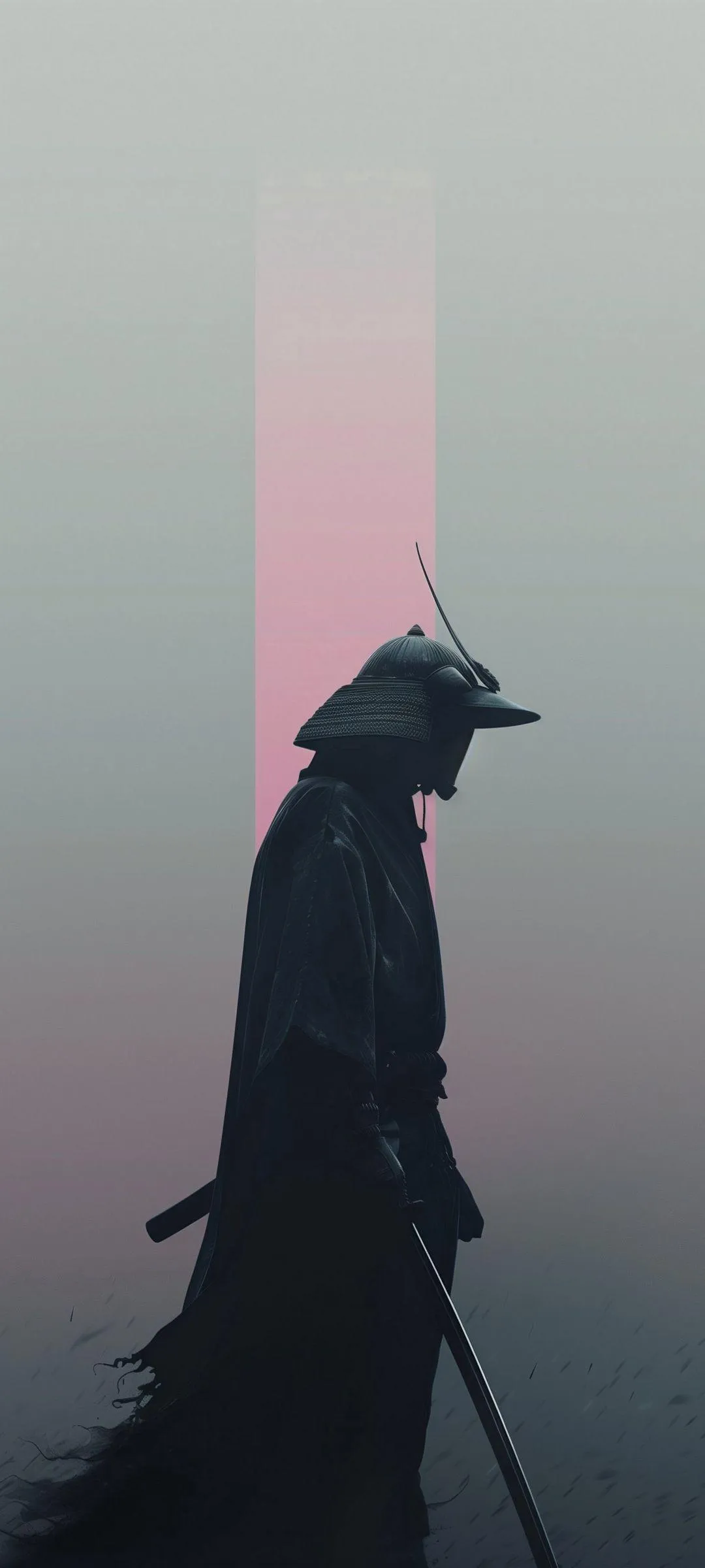 Mysterious Lone Figure Misty Mobile Background Wallpaper