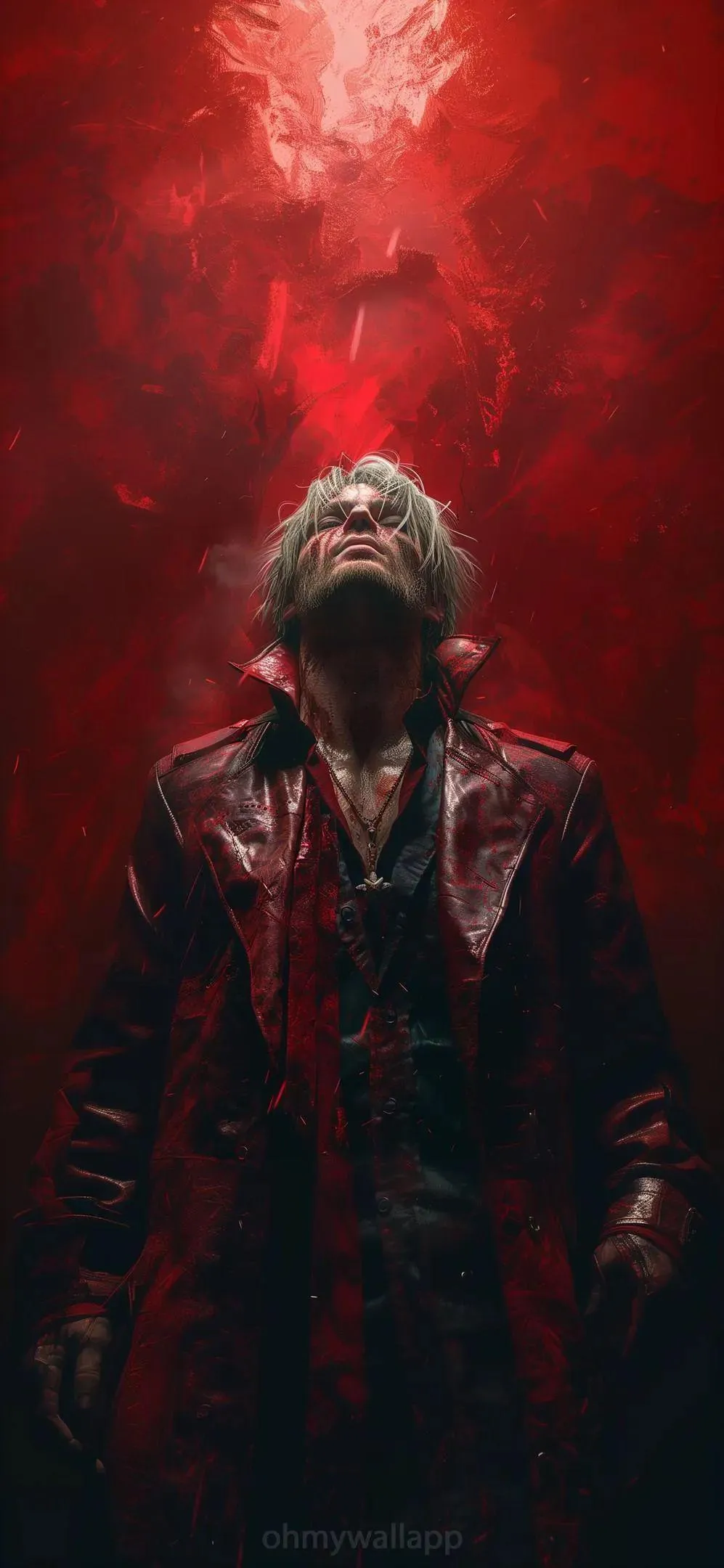 Mysterious Man in Red Jacket Surrounded by Smoke Wallpaper