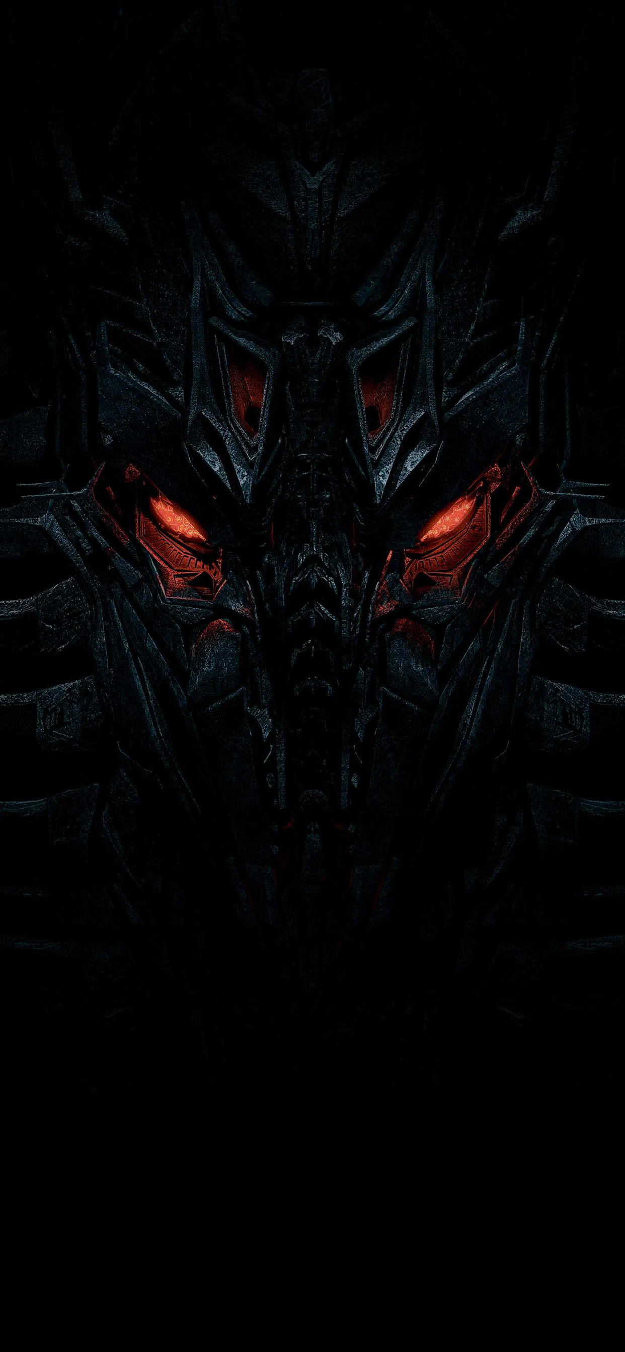 Mysterious Masked Face with Glowing Eyes in Darkness