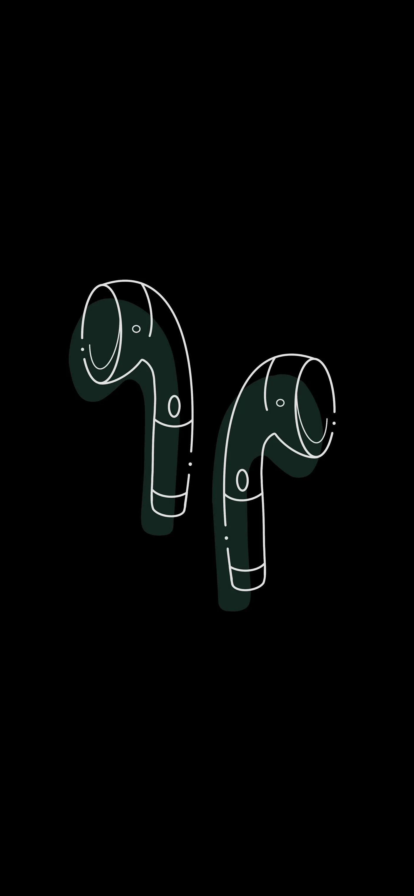 Mysterious Neon Green Headphone Symbol Design on Black Space