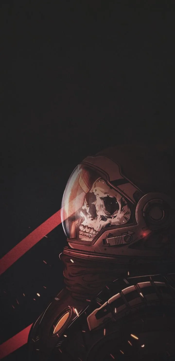 Mysterious Skull Astronaut in Red Light Phone Wallpaper