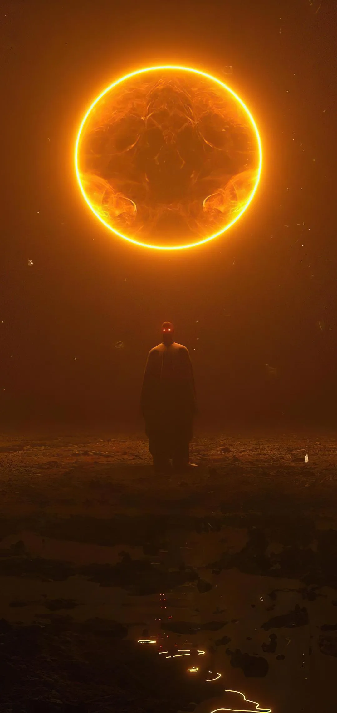 Mysterious Solar Eclipse over Silhouette Figure Wallpaper