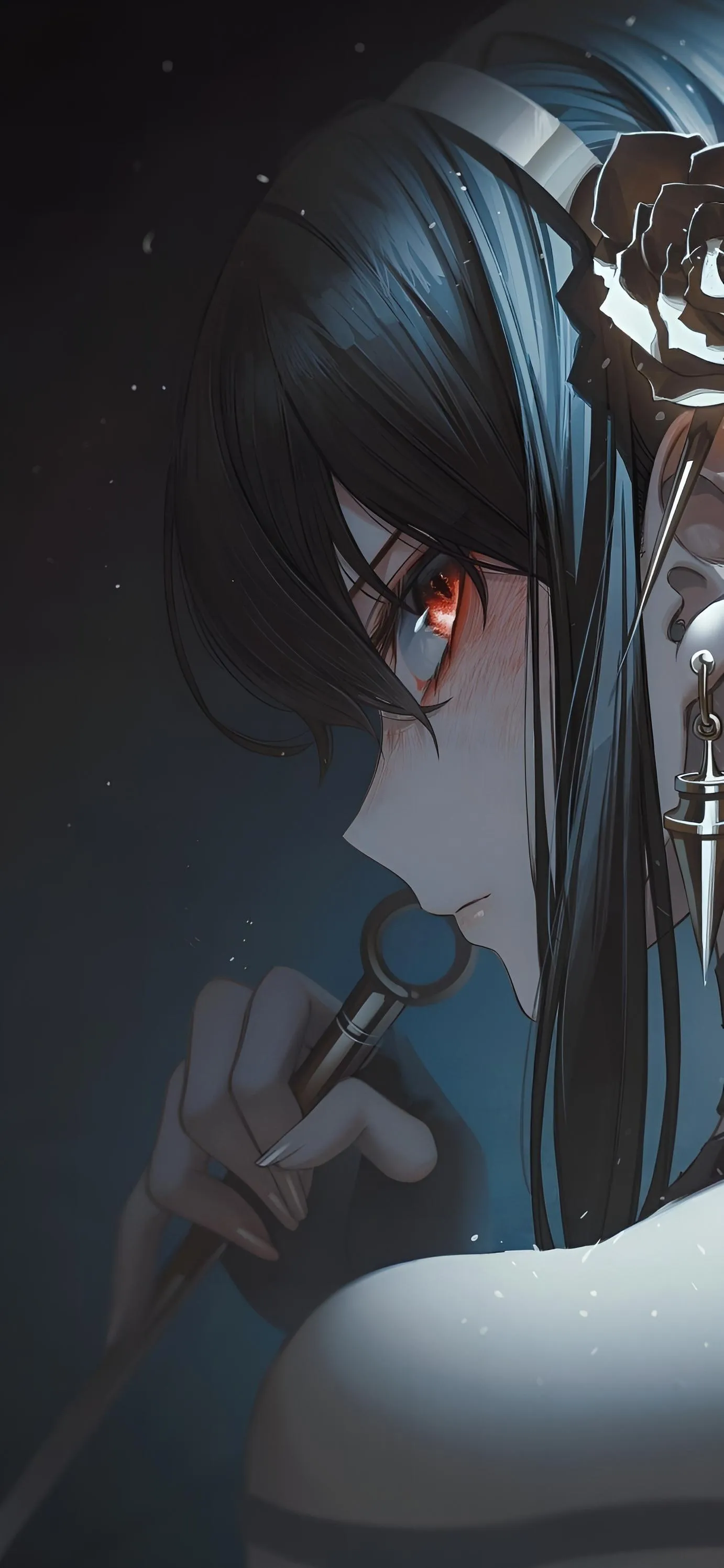 Mysterious Woman with Glowing Red Blue Eyes HD Image