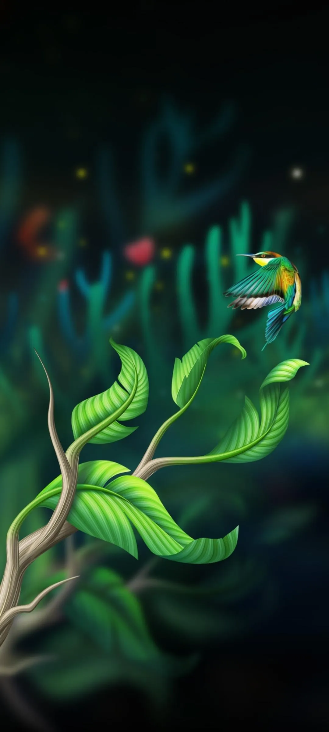 Nature Green Vines and Leaves Fantasy Forest Wallpaper