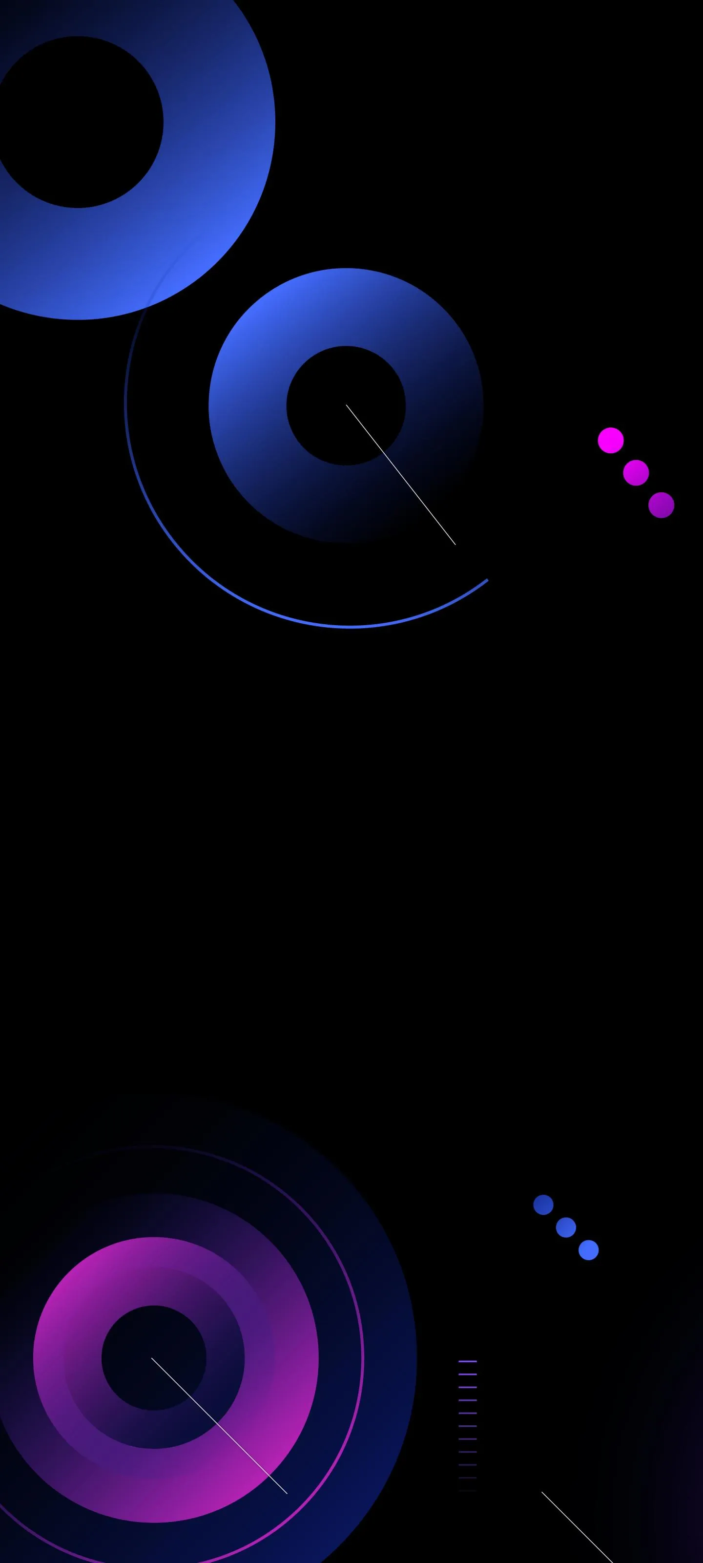 Neon Abstract Circles on Black Futuristic Art Wallpaper