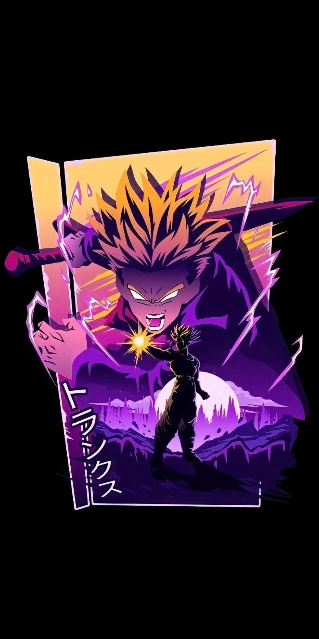 Neon Anime Character Art for Creative Mobile Look Wallpaper