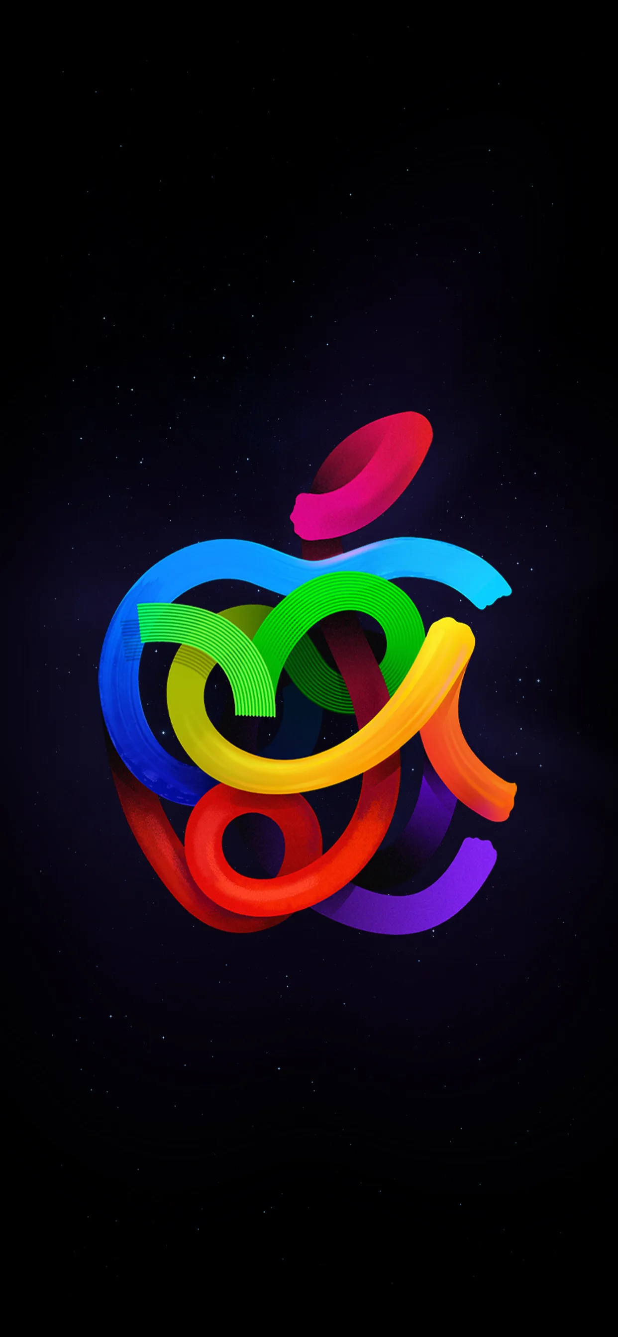 Neon Apple Glow Digital Art for iPhone 15 Pro Max Wallpaper