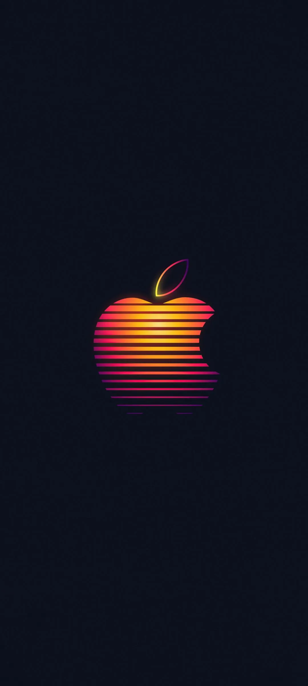 Neon Apple Logo Glowing Red Orange on Dark Screen Wallpaper