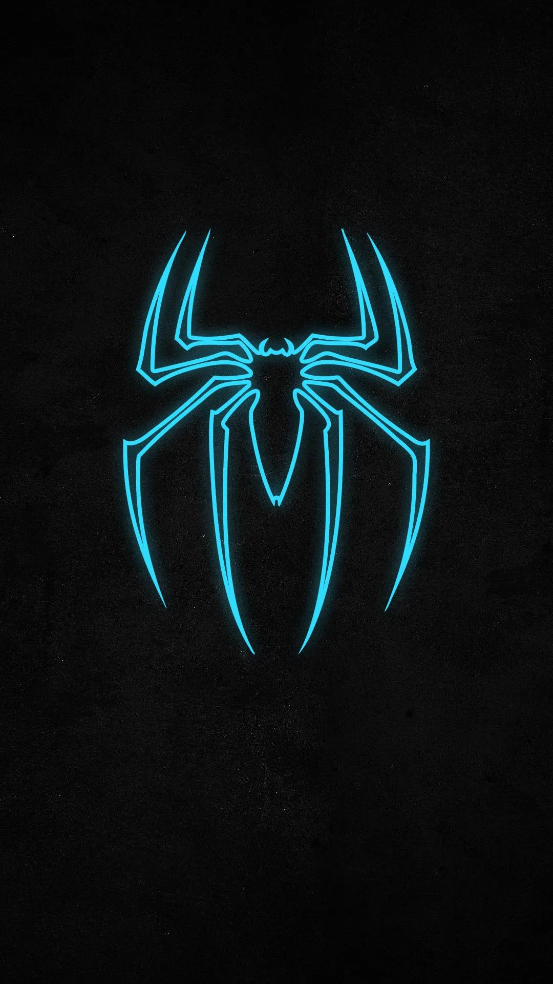 Neon Blue Spider Symbol on a Clean Black Background