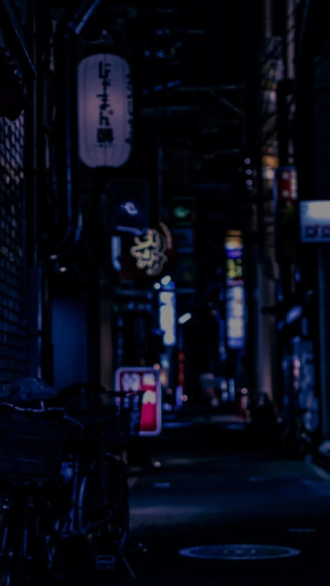 Neon City Alleyway with Futuristic Street Lights Wallpaper