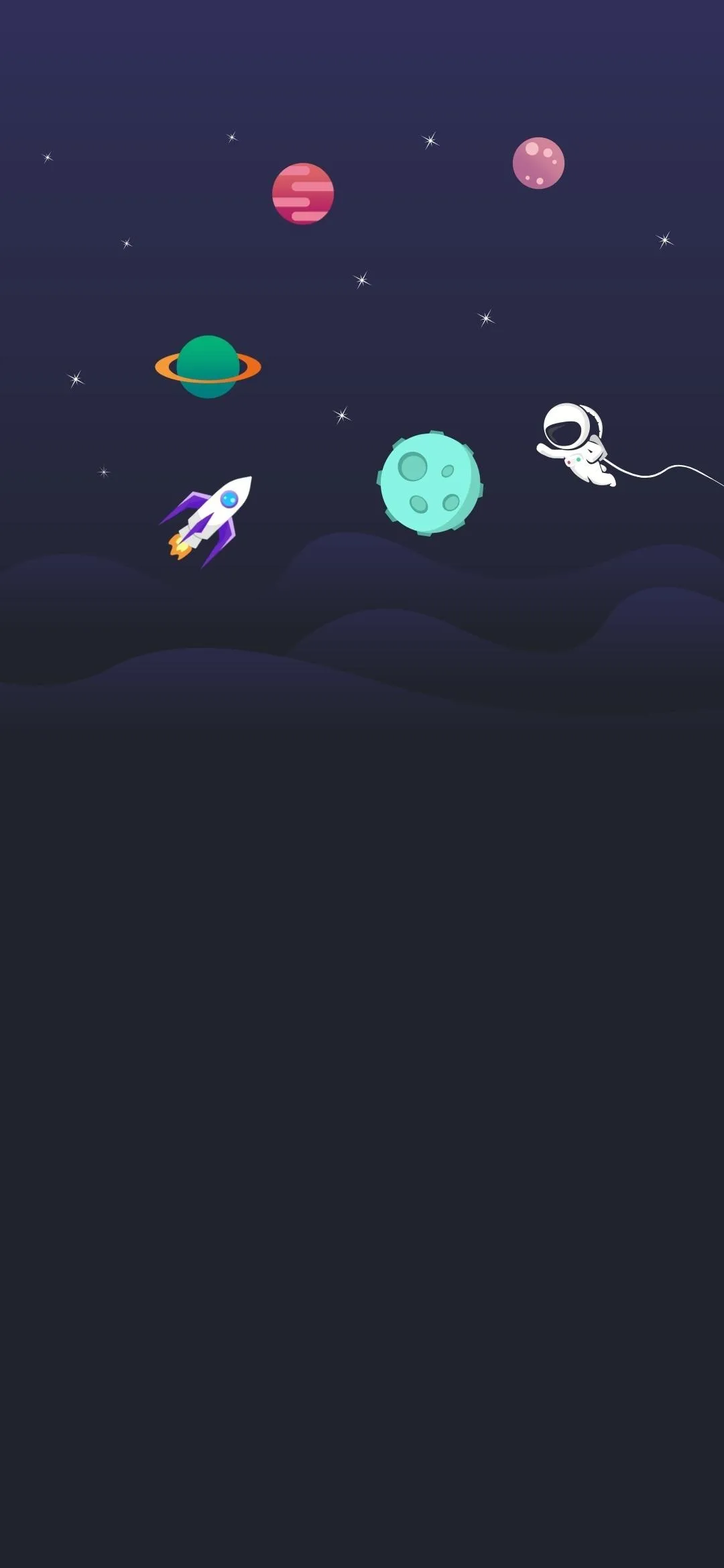 Neon Galaxy Theme Floating Planets Abstract Mobile Wallpaper