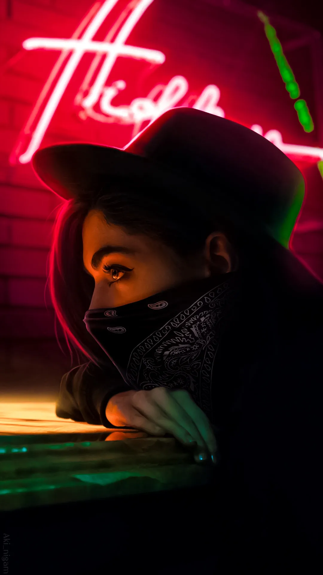 Neon Girl Aesthetic Portrait for Google Pixel 8a Wallpaper