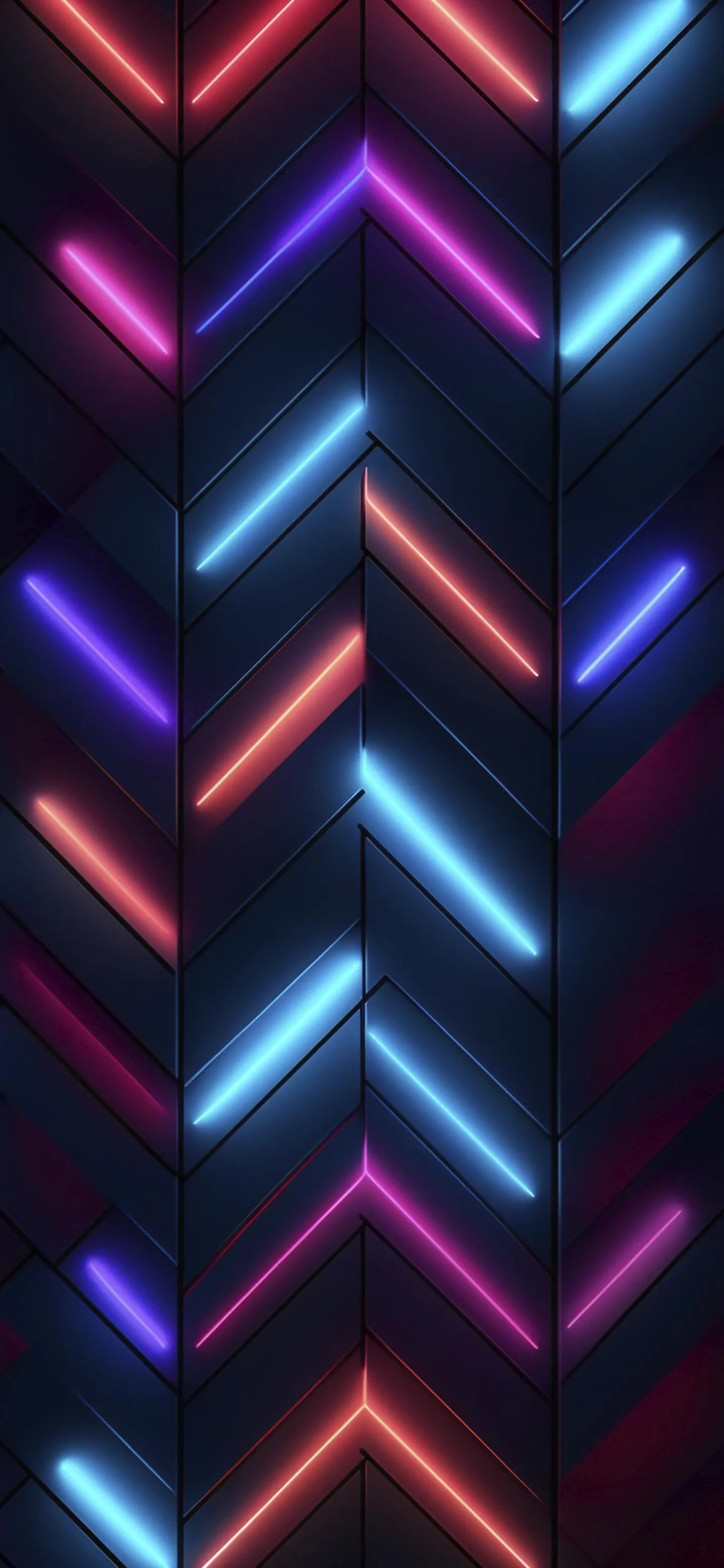 Neon Glowing Arrows on Dark Geometric Tech Background
