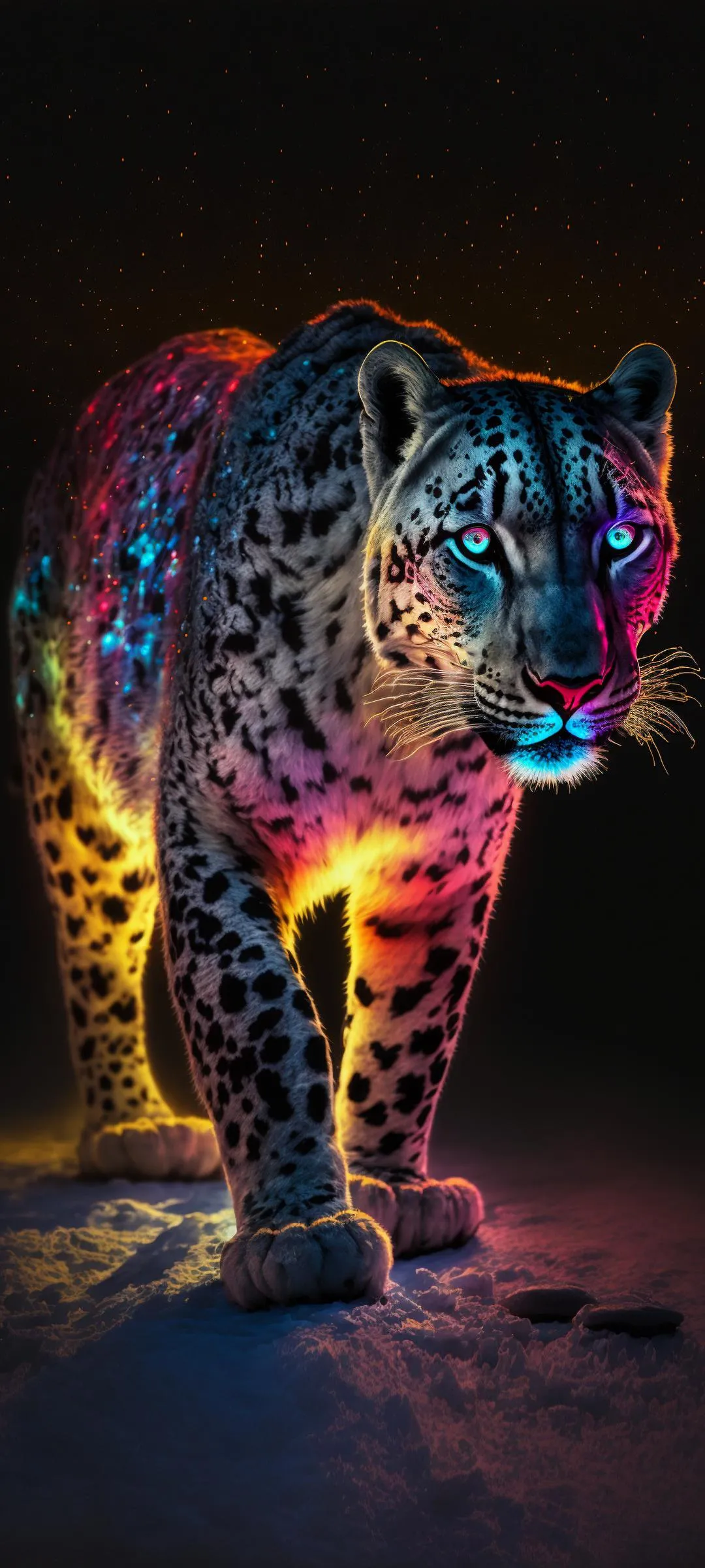 Neon Glowing Tiger Artwork Mobile Wallpaper Animal Theme