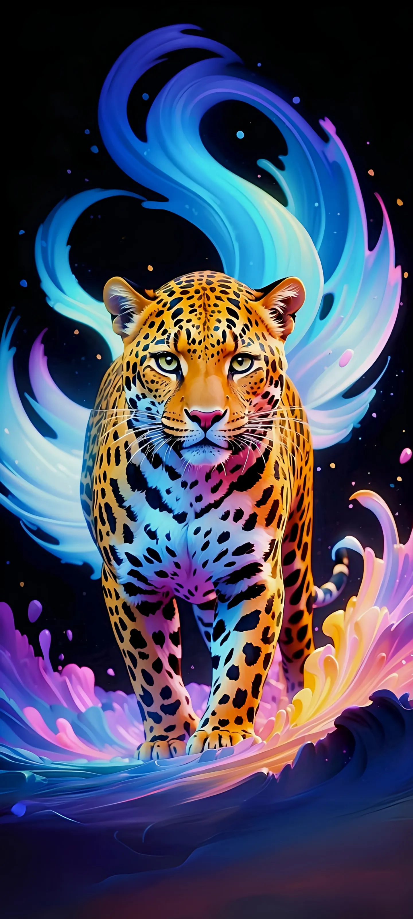 Neon Glowing Tiger with Abstract Artistic Effect Wallpaper