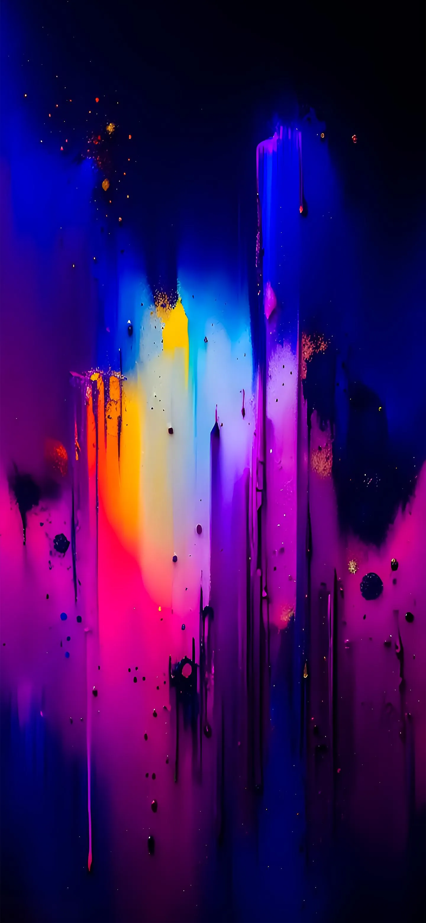 Neon Light Reflections in Dark Abstract Design Wallpaper