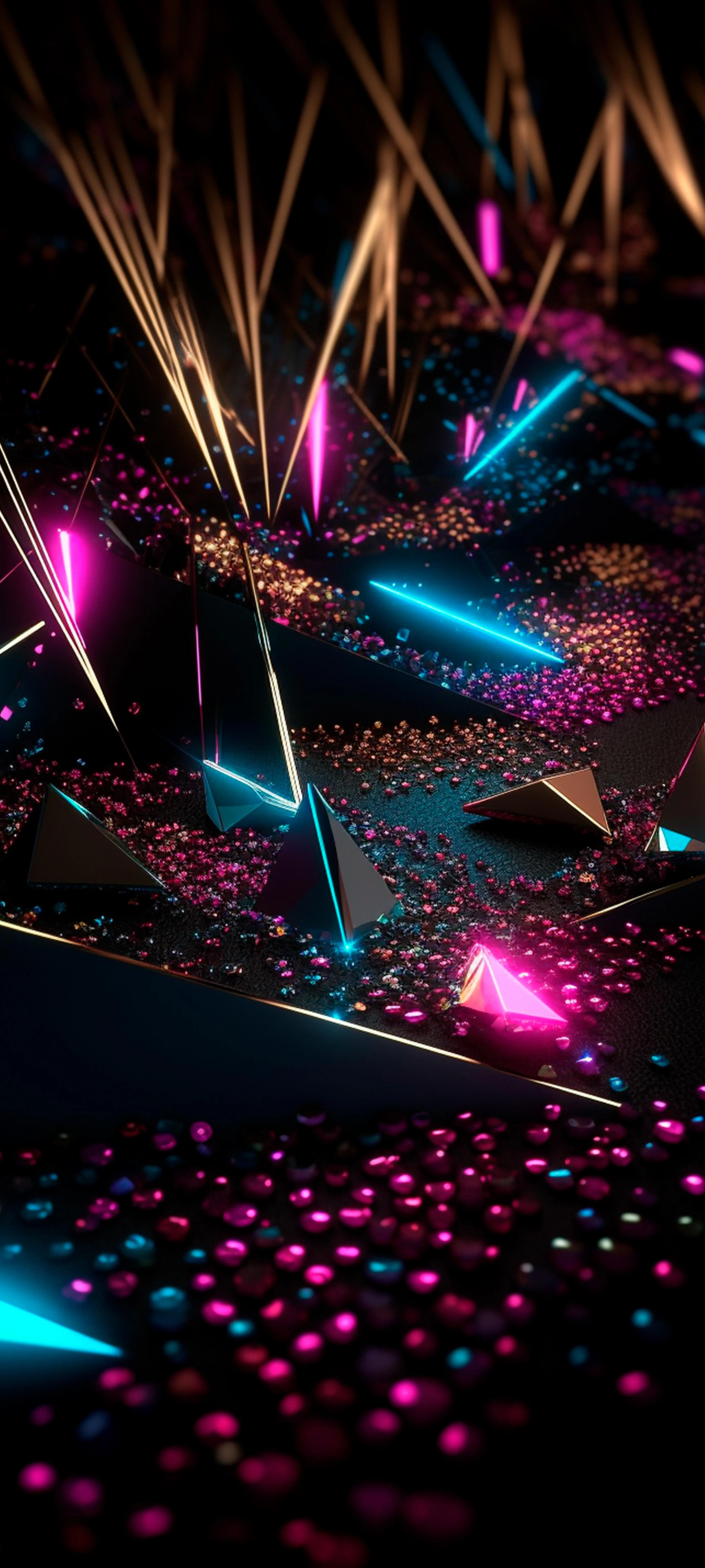 Neon Lights Glow on Abstract Futuristic Nightscape Scene