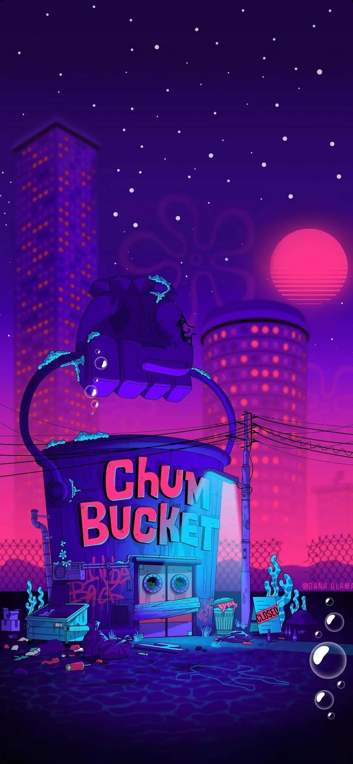 Neon Lit Cyberpunk City Street with Vibrant Colors