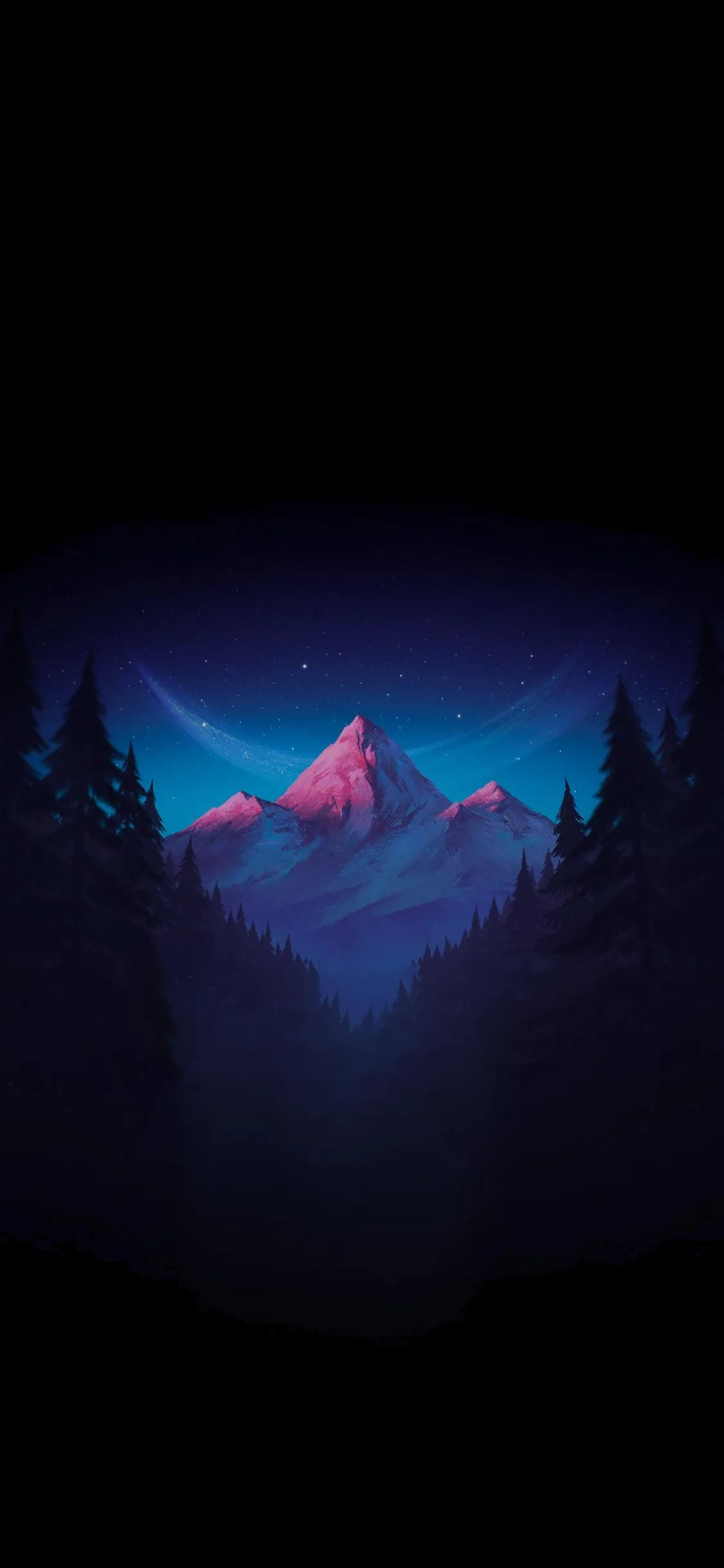 Neon Mountain Scene with Bright Purple Horizon Wallpaper