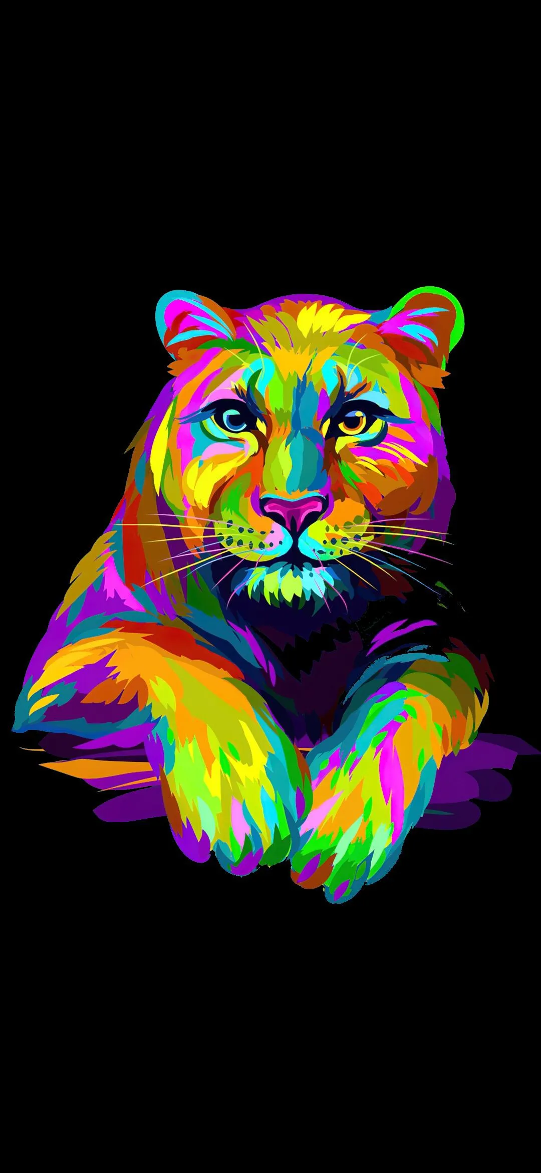 Neon Painted Tiger Portrait for Bright Animal Theme