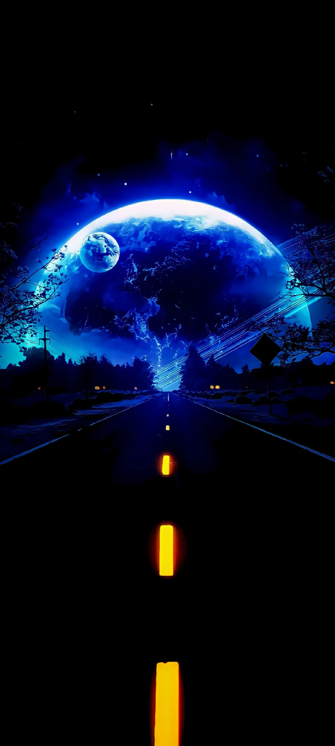 Neon Planet Road Vision for Samsung Galaxy S21 FE Wallpaper