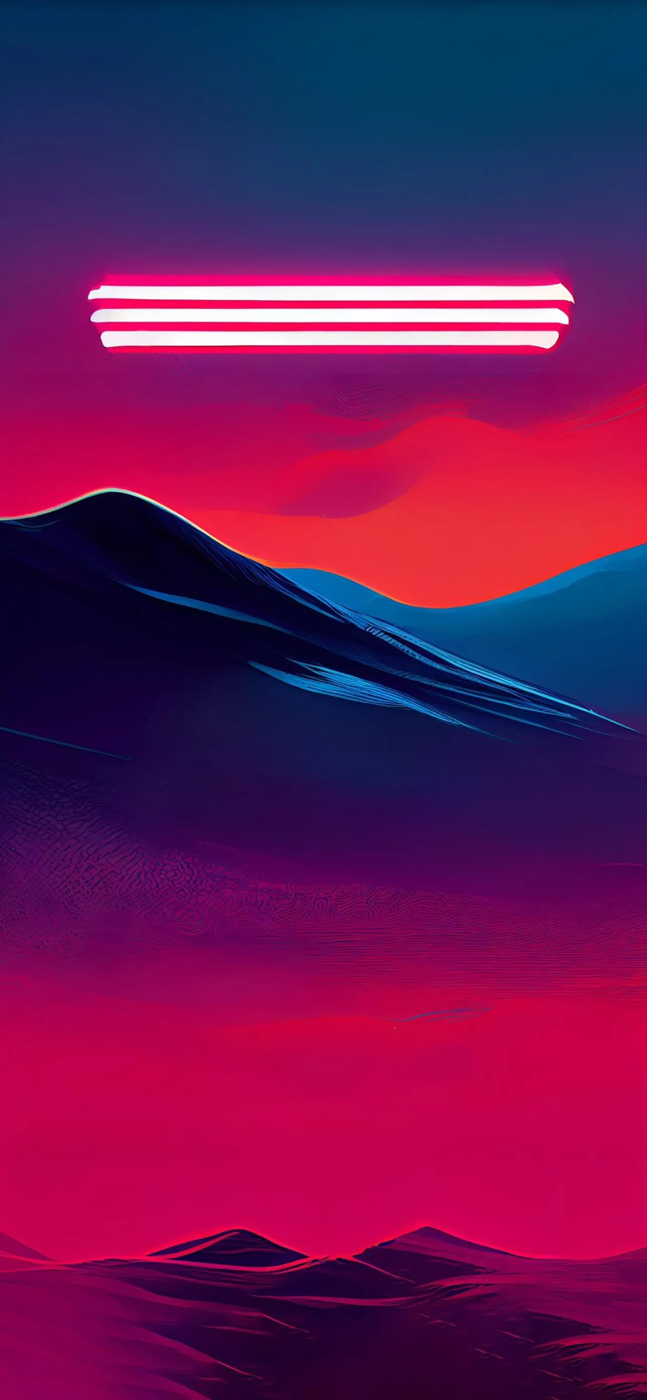 Neon Purple Mountains Under Night Sky Glow Wallpaper