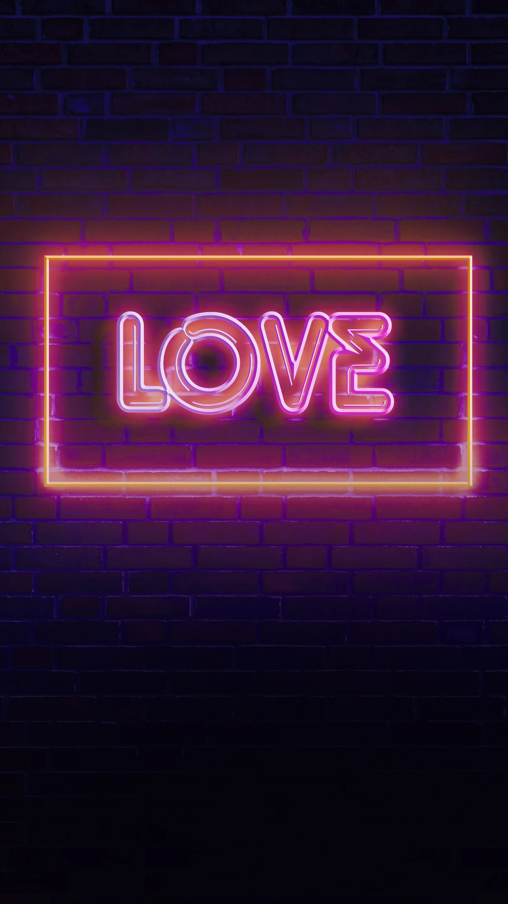 Neon Sign with Word Love Glowing Against Dark Wall