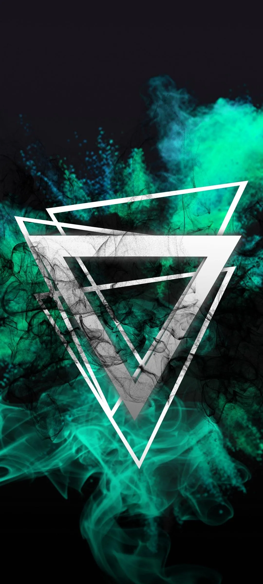 Neon Triangle Energy Symbol with Lightning Effect Wallpaper