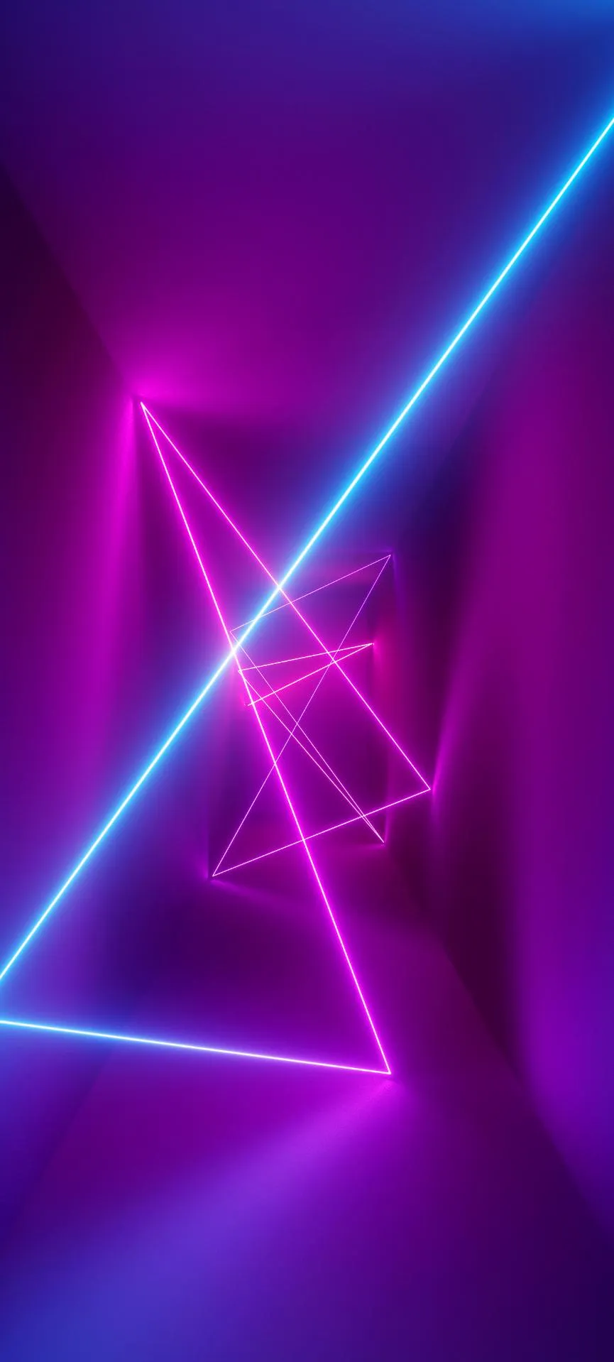 Neon Triangle Glow in Blue and Pink Gradient Wallpaper