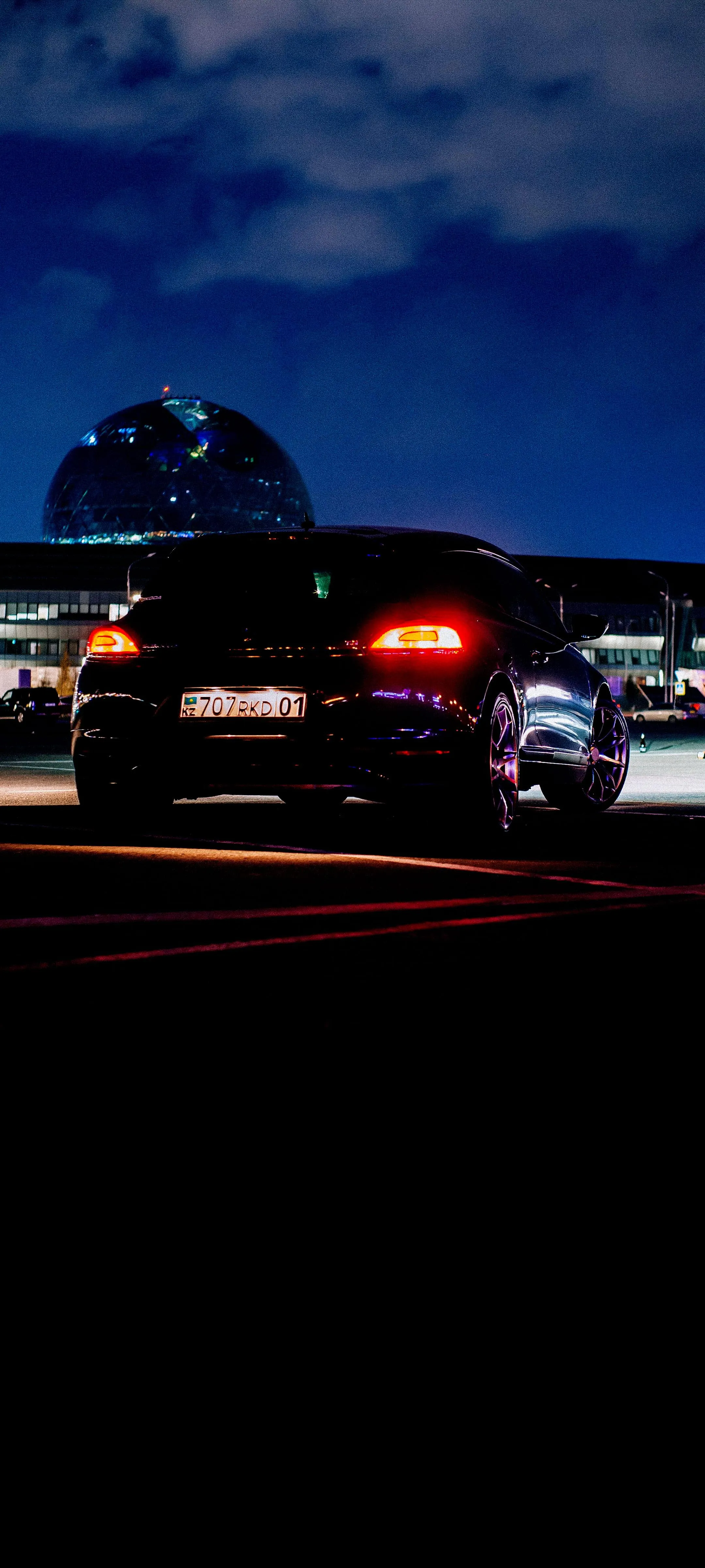 Night Road Captured with Bright Headlights and Dark Silence