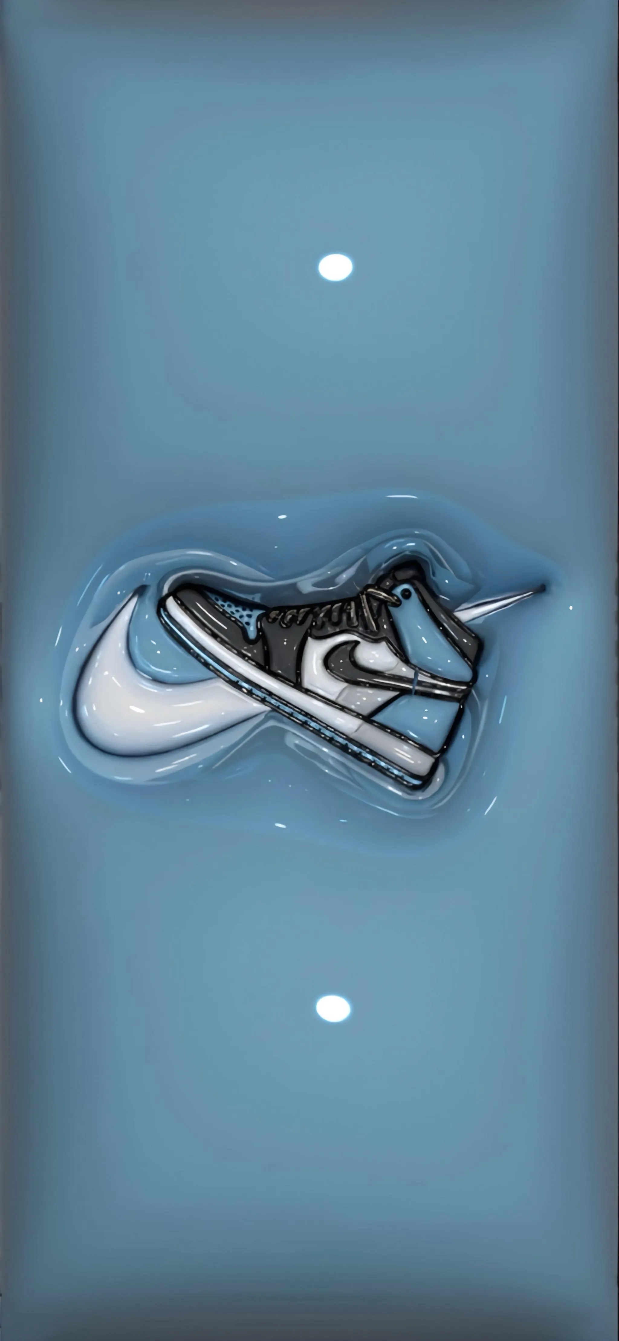 Nike Air Jordan Shoe Floating in Glossy Blue Liquid