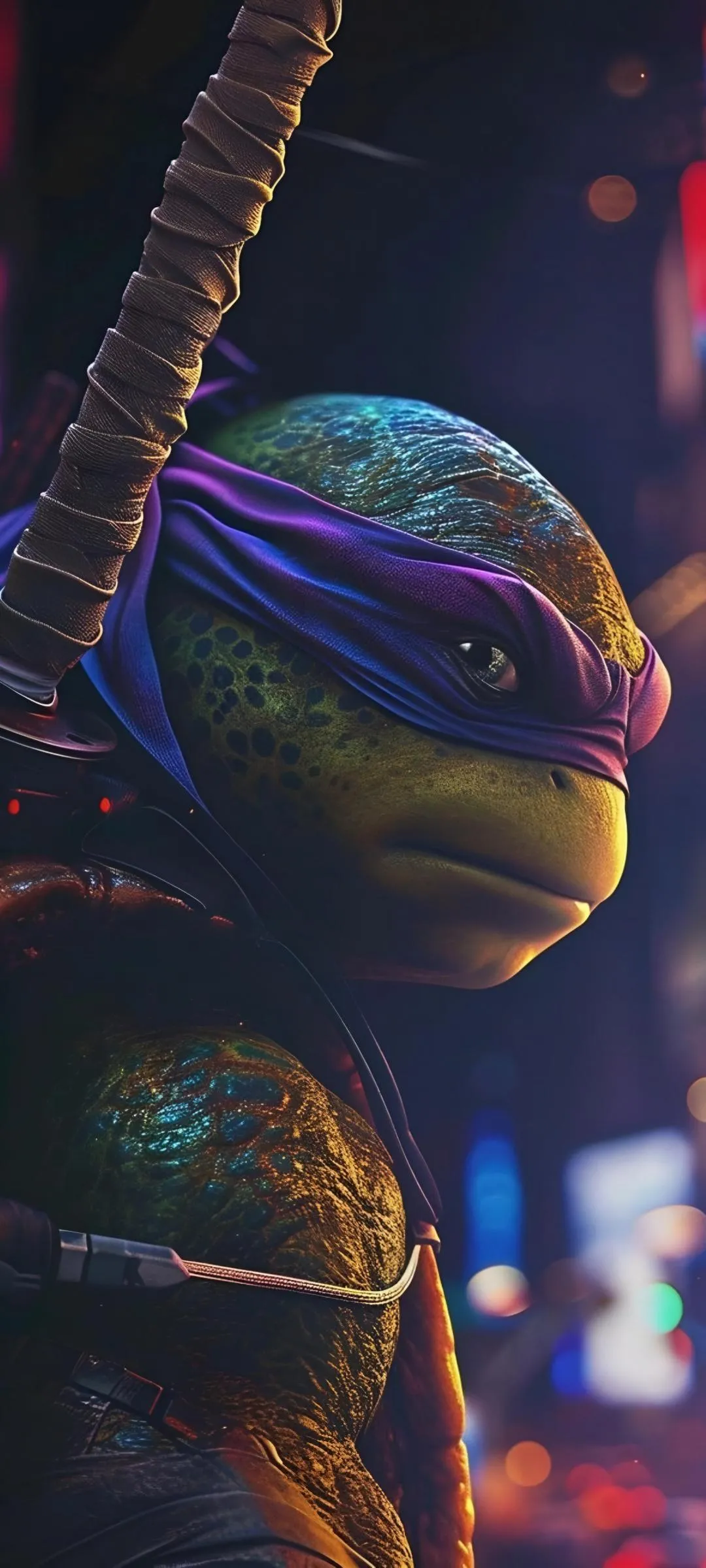 Ninja Turtle Ready for Action in Dim Lighting Wallpaper