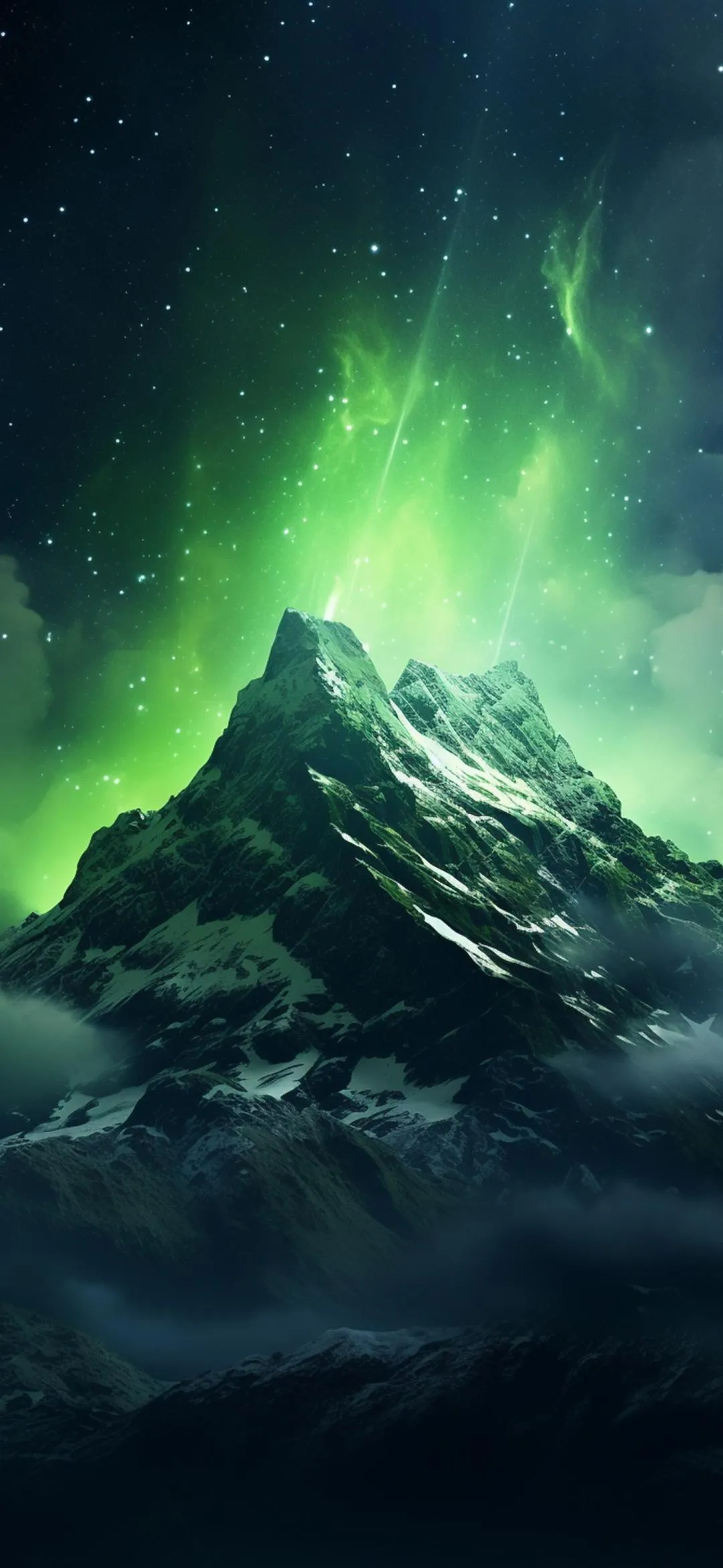 Northern Lights Mountain Scene Mobile Wallpaper Background