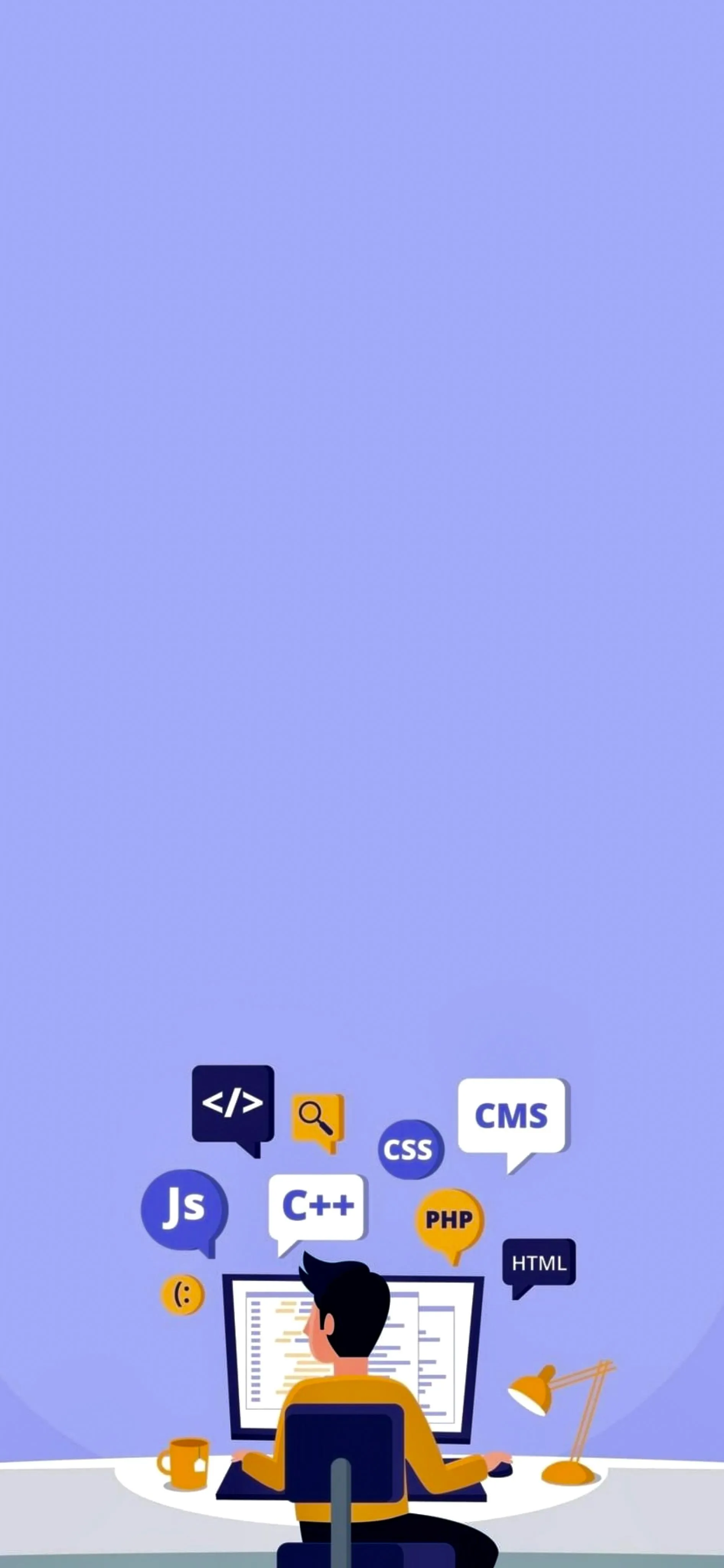 Office Worker Surrounded by Floating Digital Icons