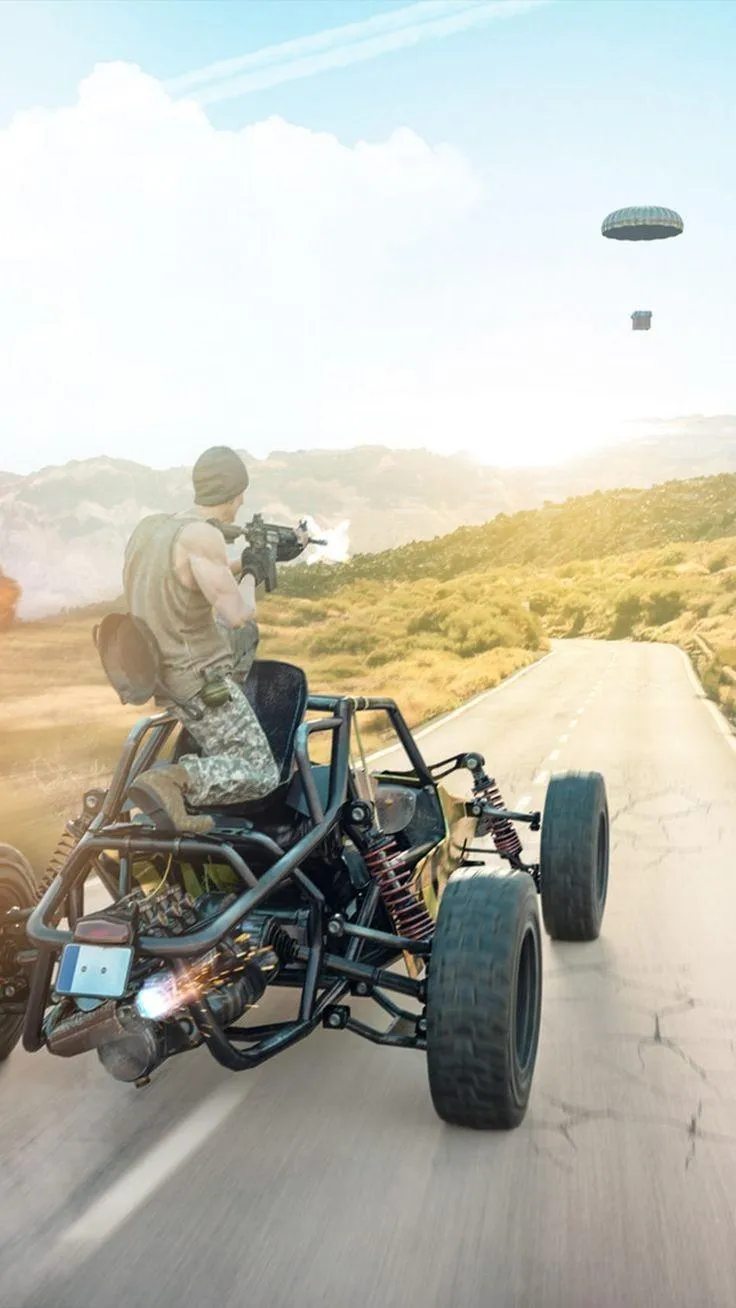 Offroad Adventure Rider with Dusty Landscape Wallpaper