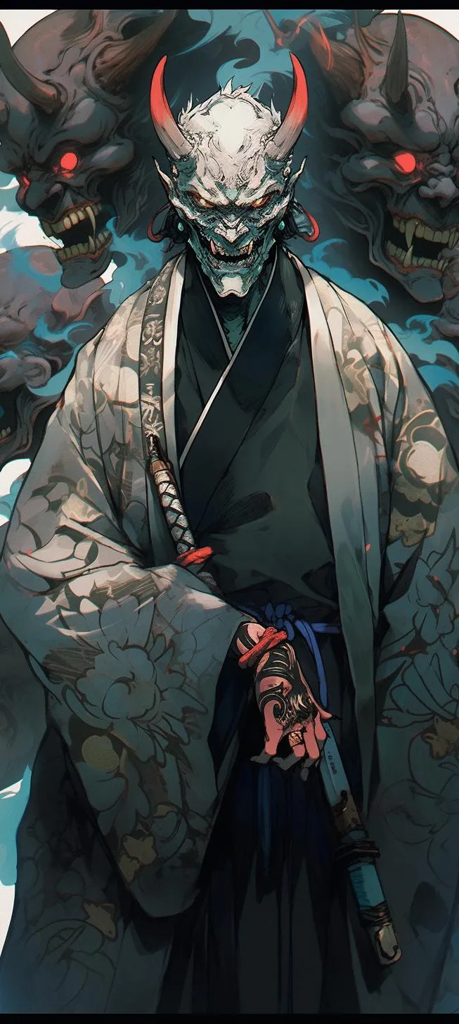 Oni Samurai Warrior Embracing the Power of Shadows