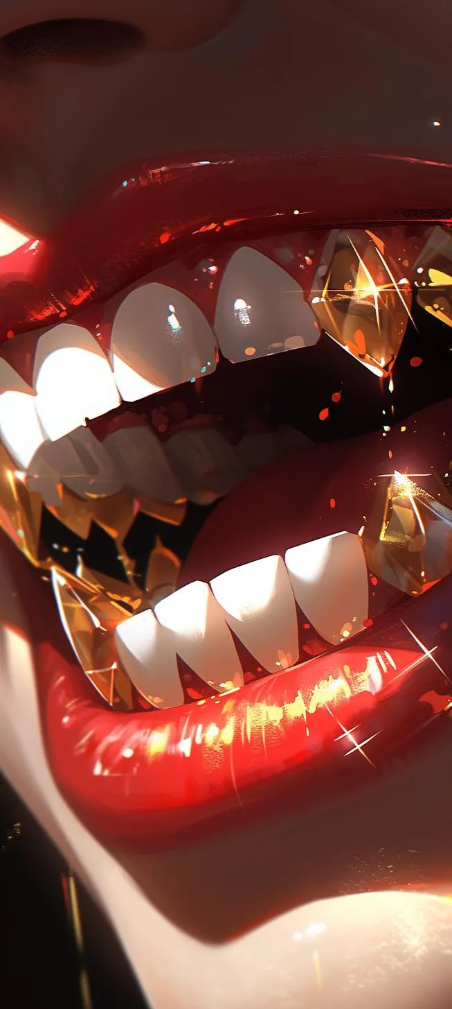 Open Mouth with Bright Teeth in Artistic Style Wallpaper