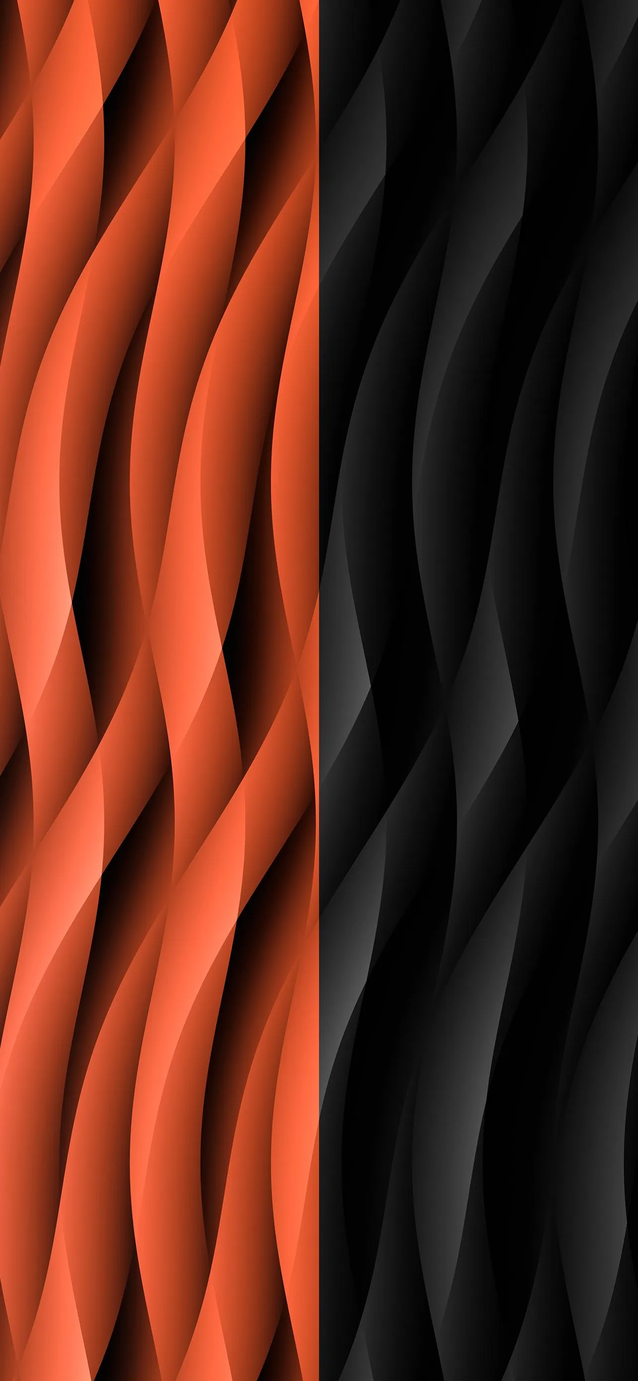 Orange and Black Abstract Waves Modern Texture Wallpaper