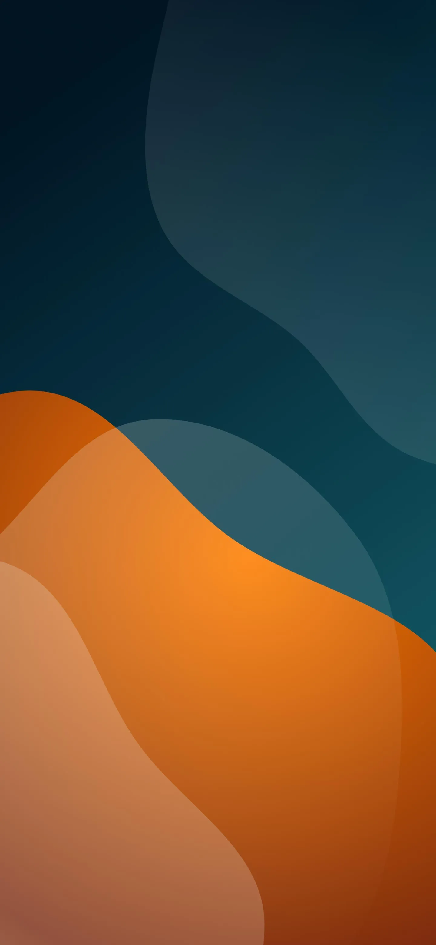 Orange and Blue Abstract Landscape in Modern Art Wallpaper