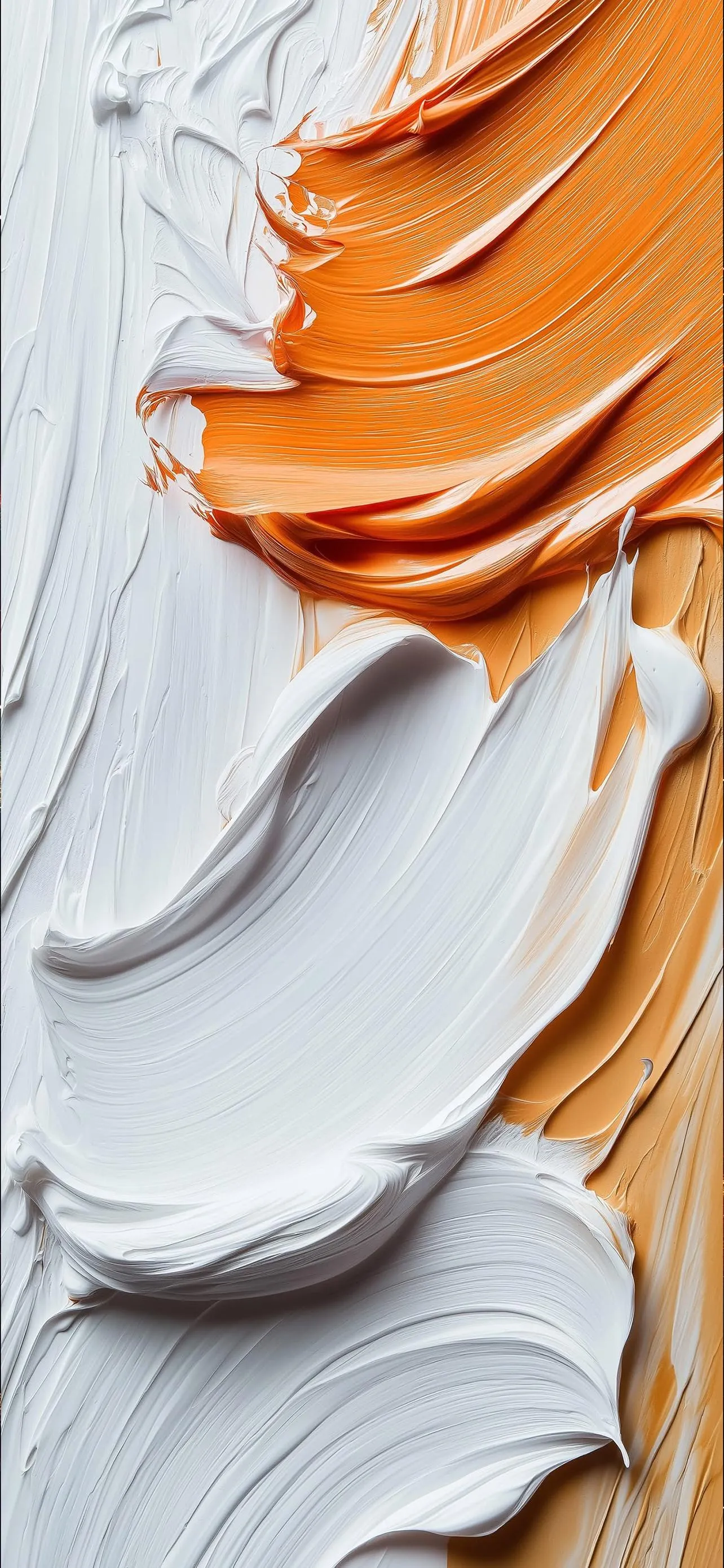 Orange and White Oil Paint Abstract Texture Background