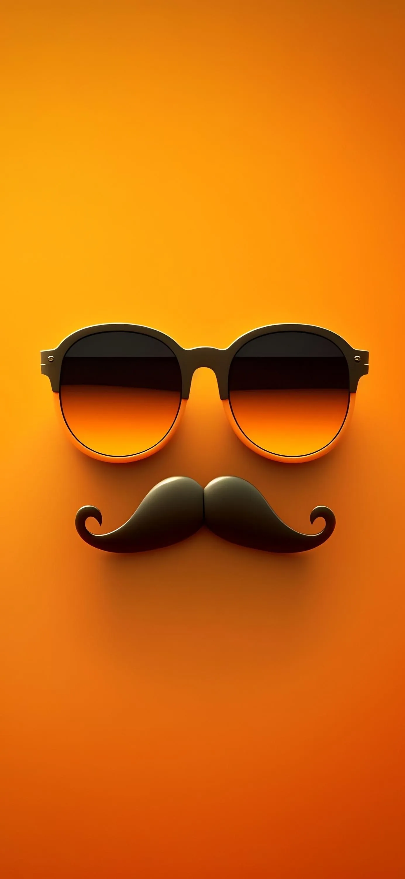 Orange Background With Sunglasses And Mustache Art