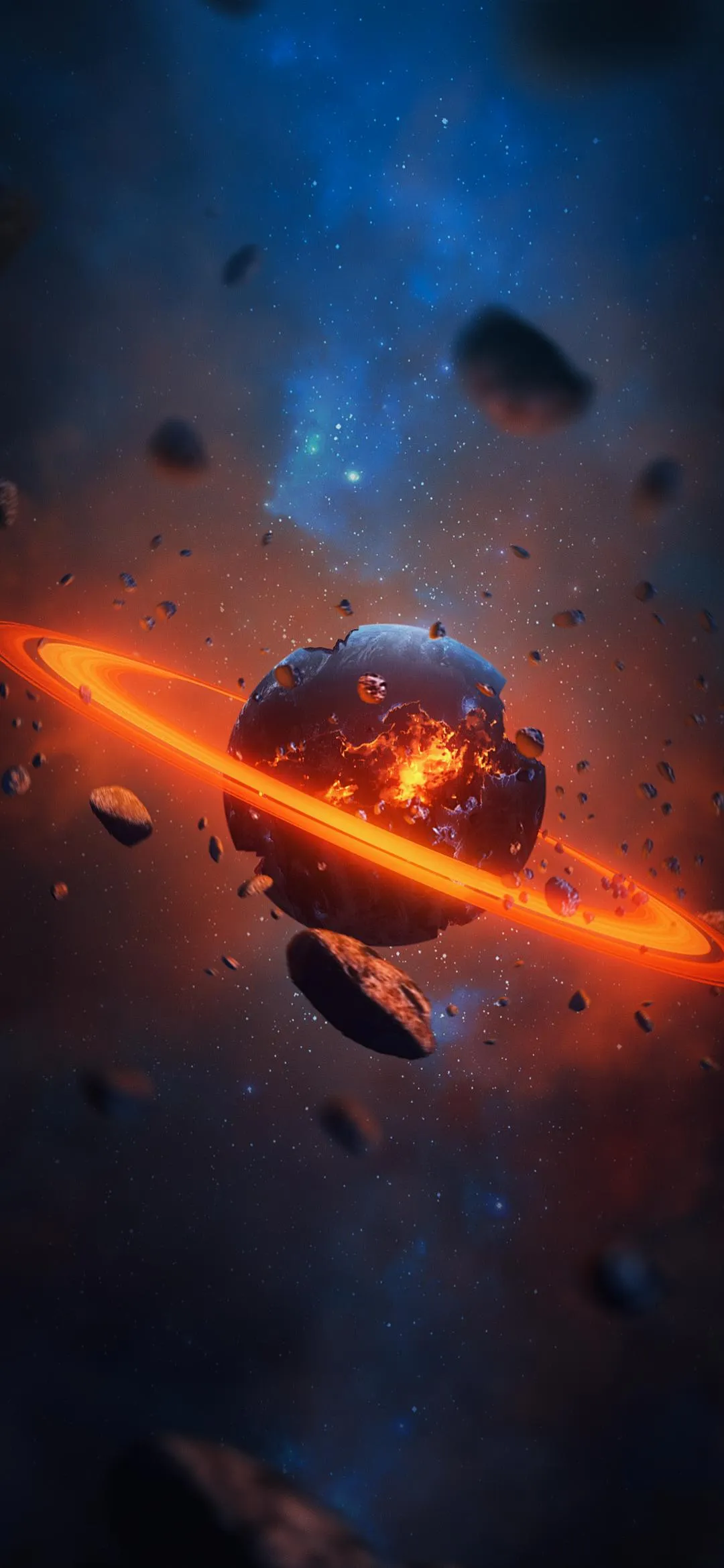 Orange Galaxy Explosion in Deep Space Artwork Wallpaper