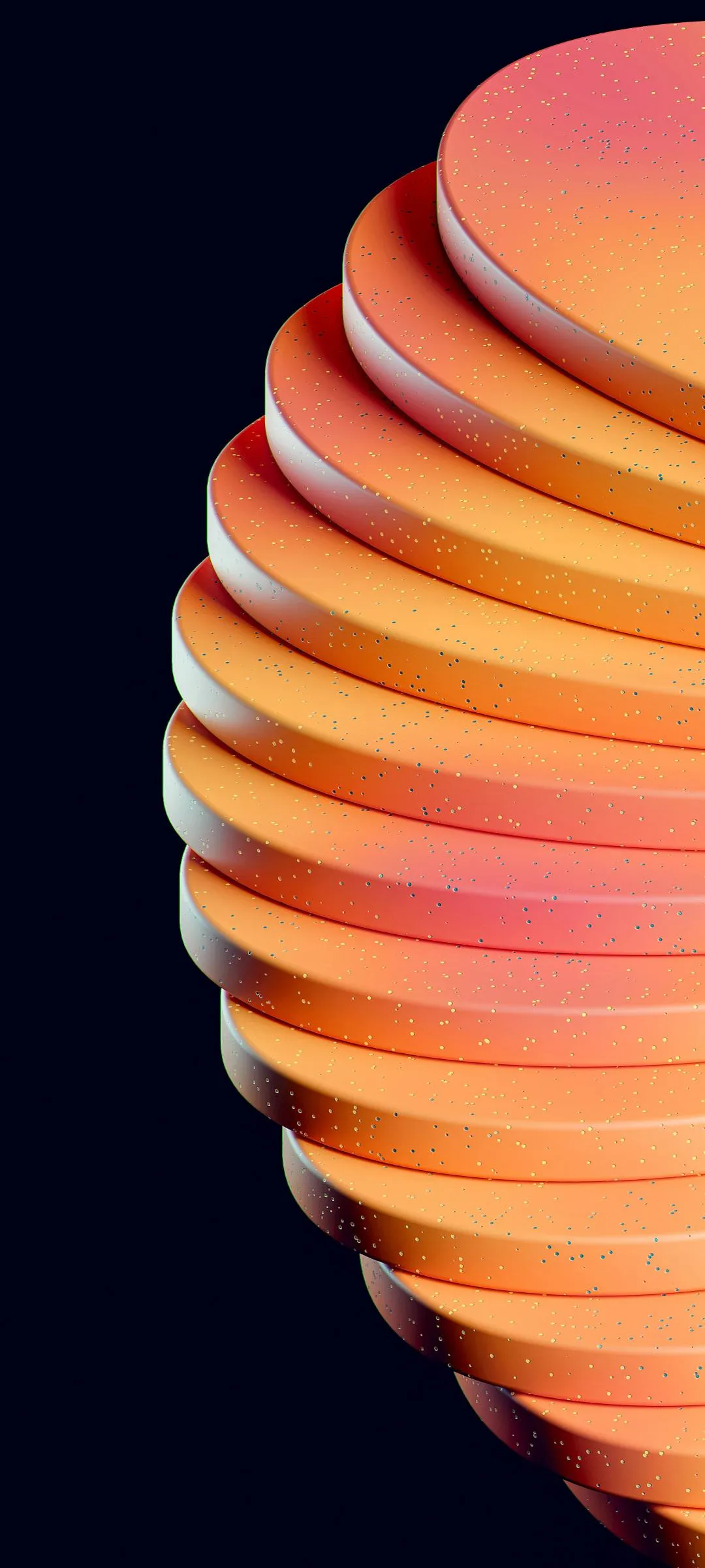 Orange Spiral Abstract 3D Shape with Dark Blue Shade